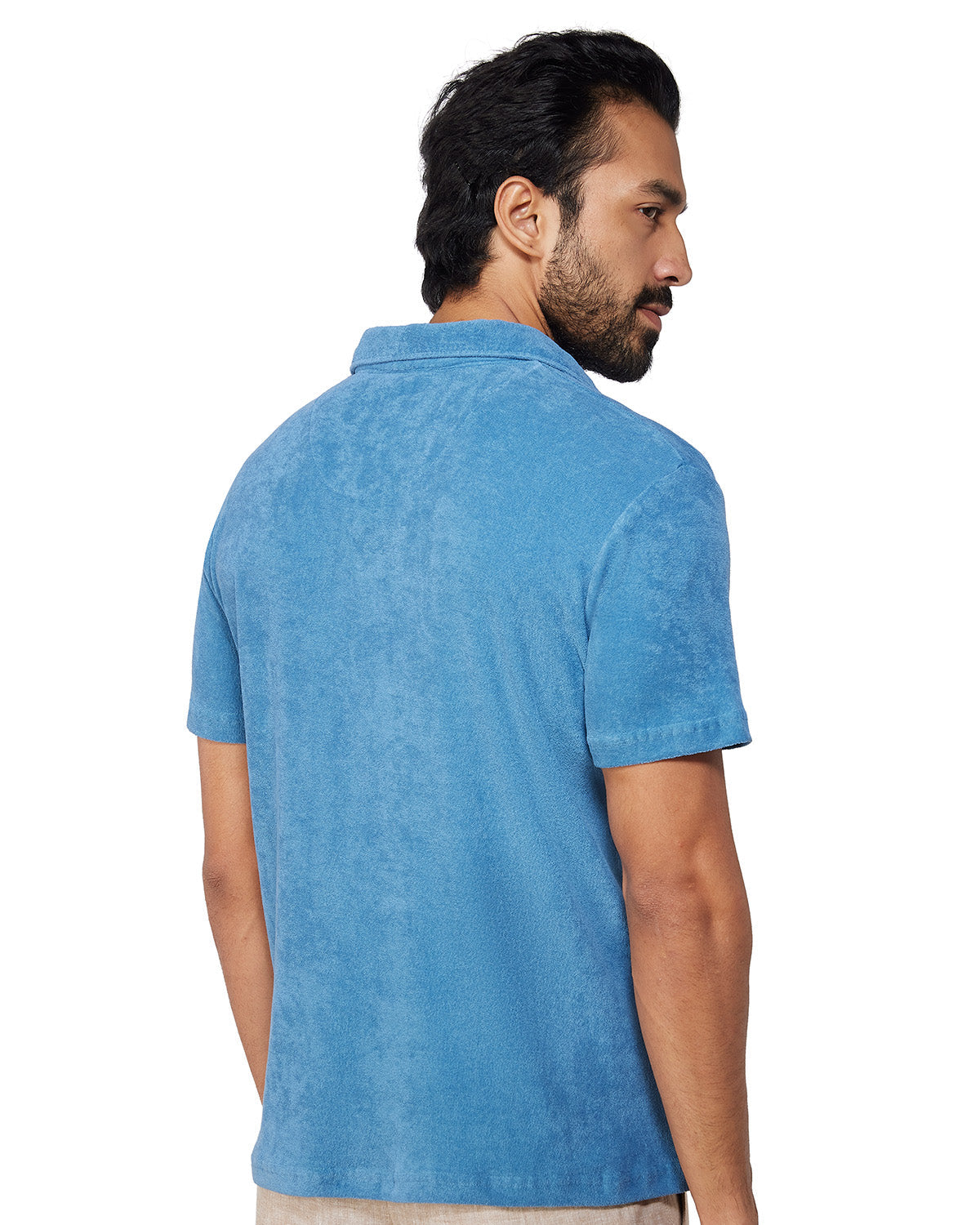 Signature Terry Towel Polo T-Shirt - Blue