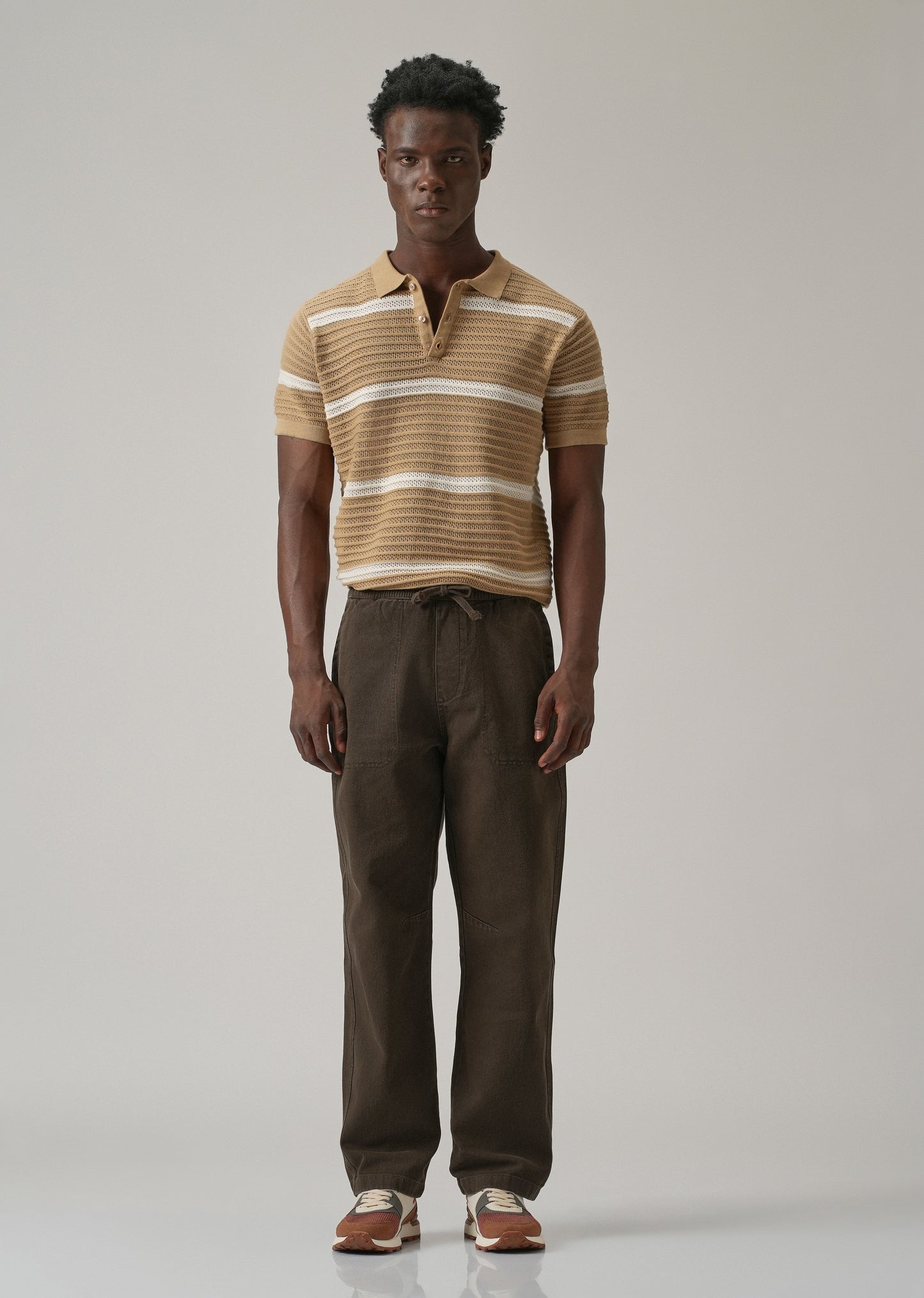 Brown Drawstring Drill Denim