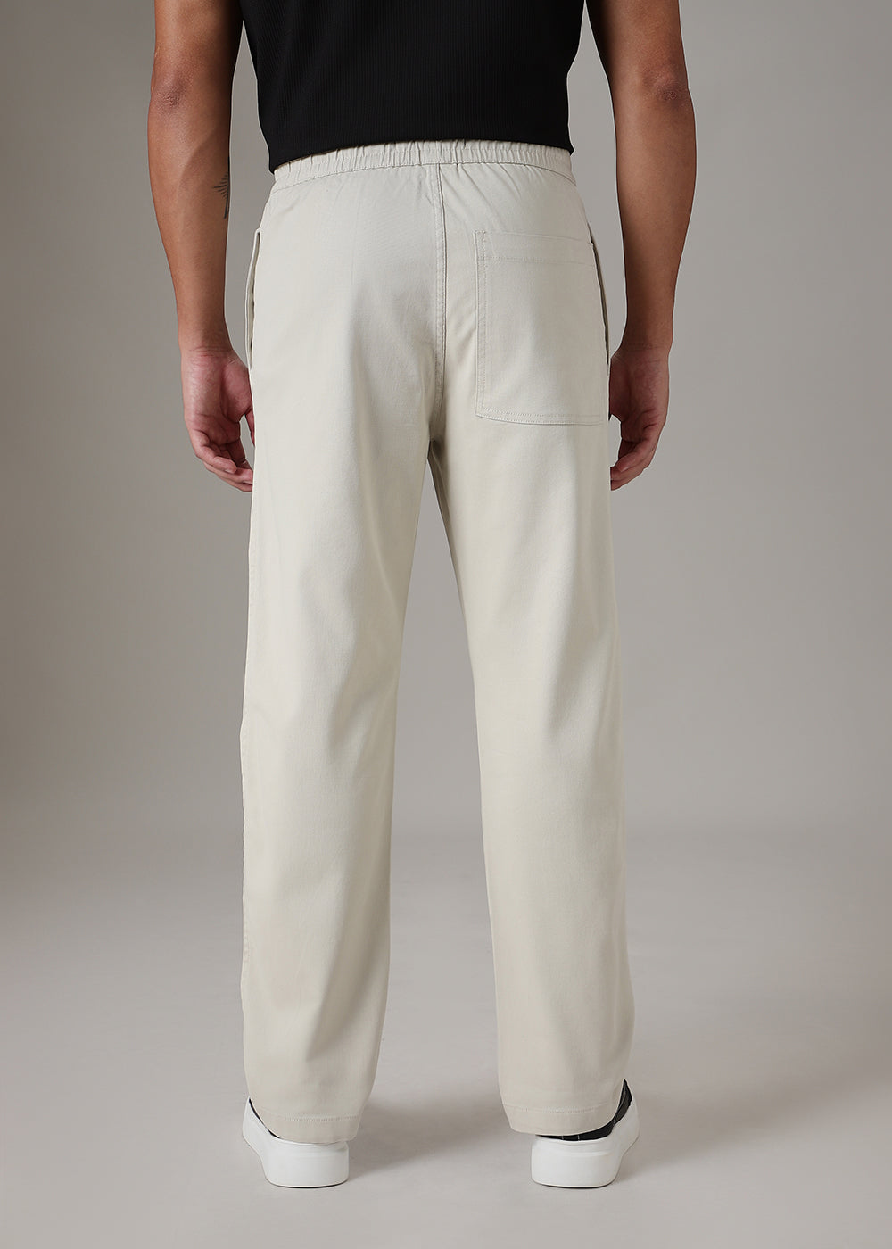 Cream Drawstring Denim