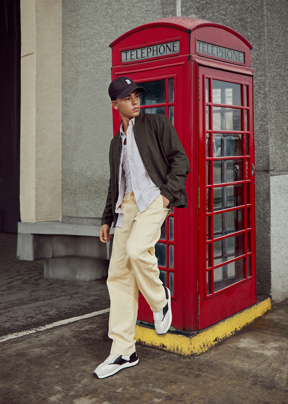 Cream Drawstring Drill Denim