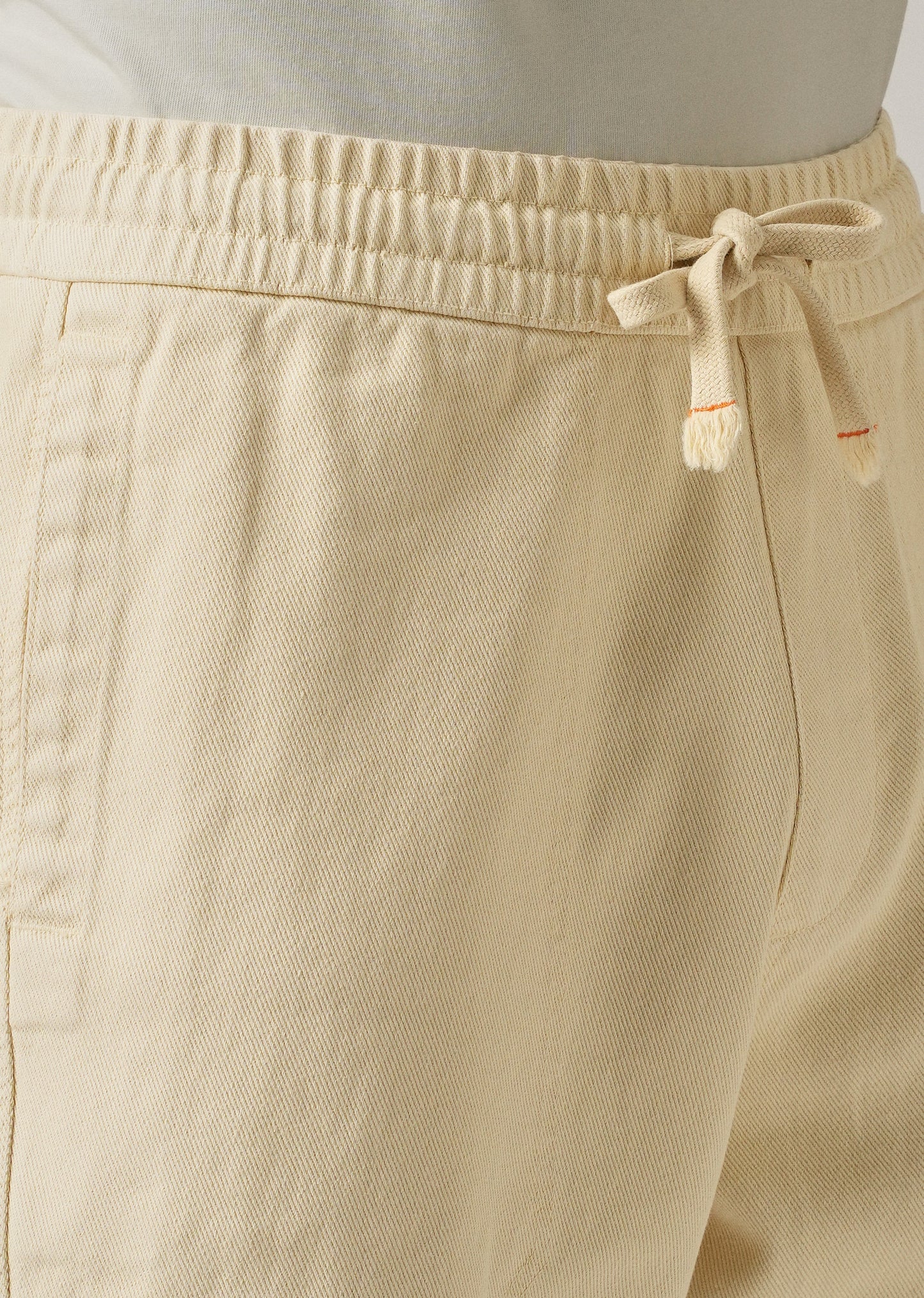 Cream Drawstring Drill Denim