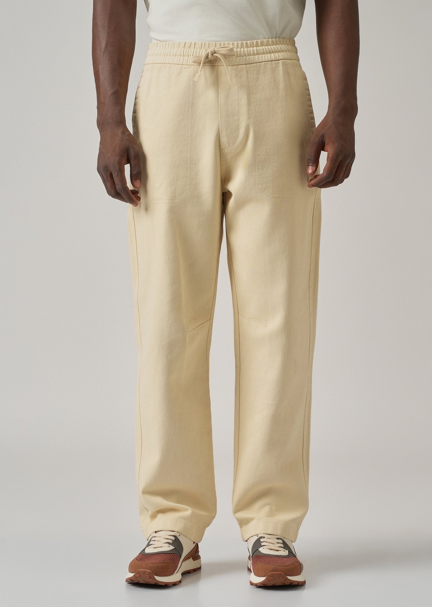 Cream Drawstring Drill Denim