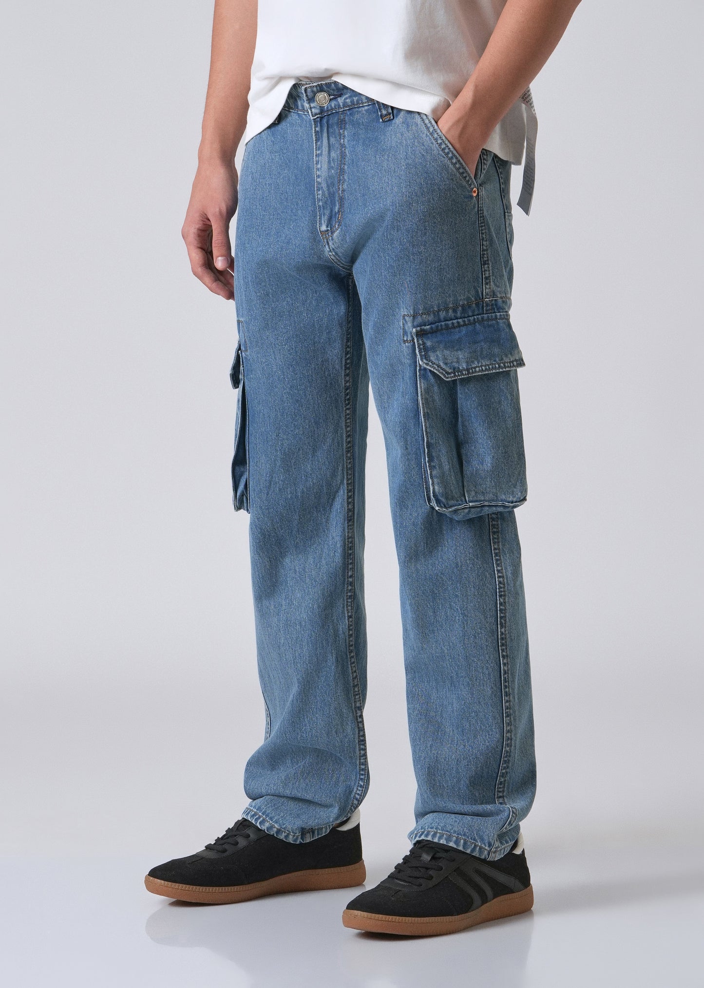 Dark Blue Baggy Cargo Denim