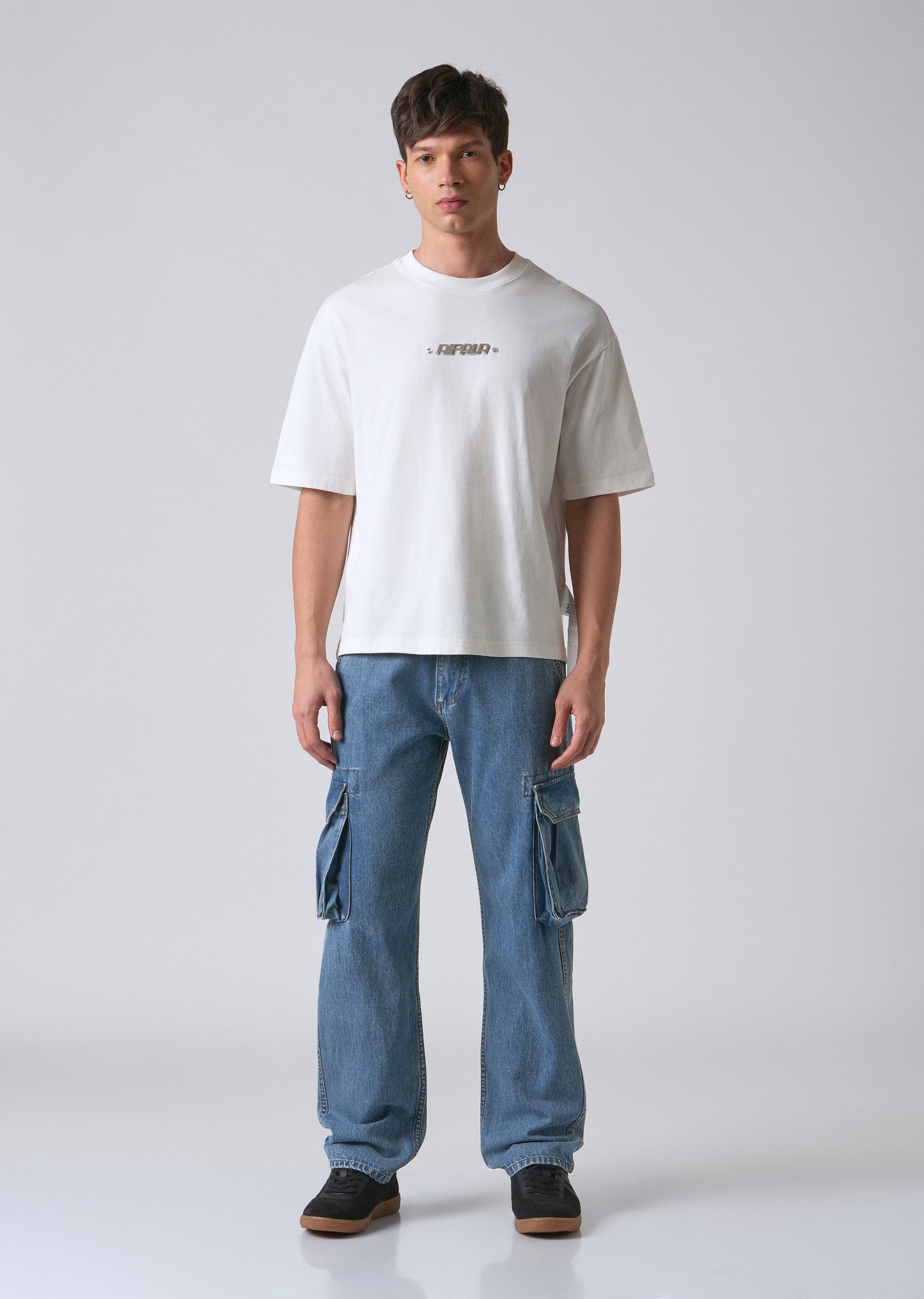 Dark Blue Baggy Cargo Denim