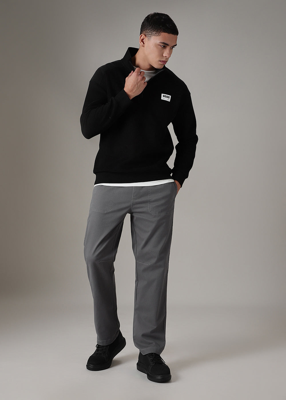 Dark Grey Drawstring Denim