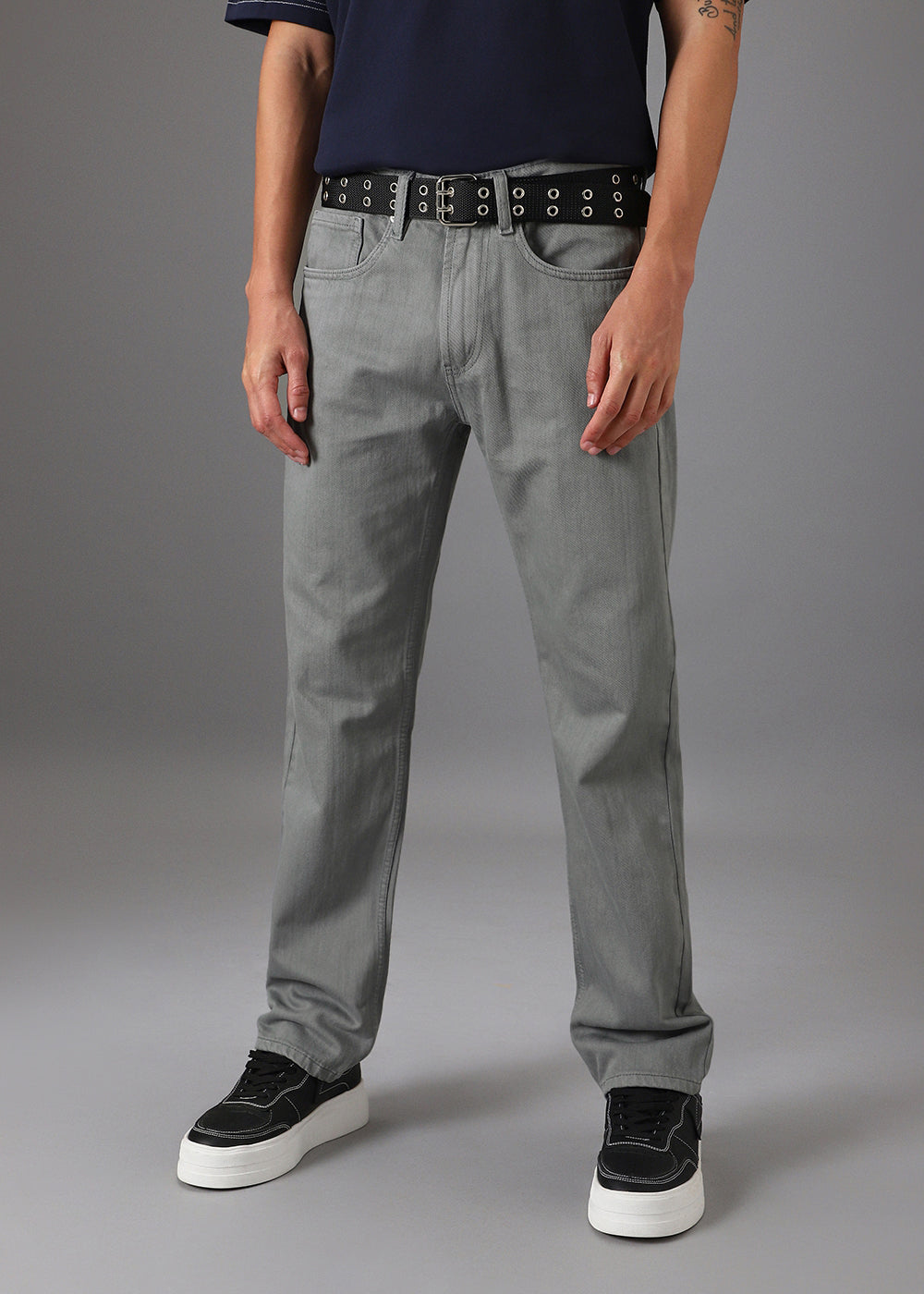 Dark Grey Regular Fit Denim