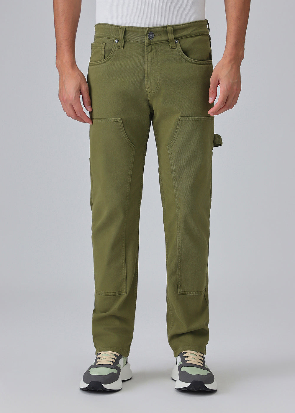 Dark Olive Green Cargo Denim