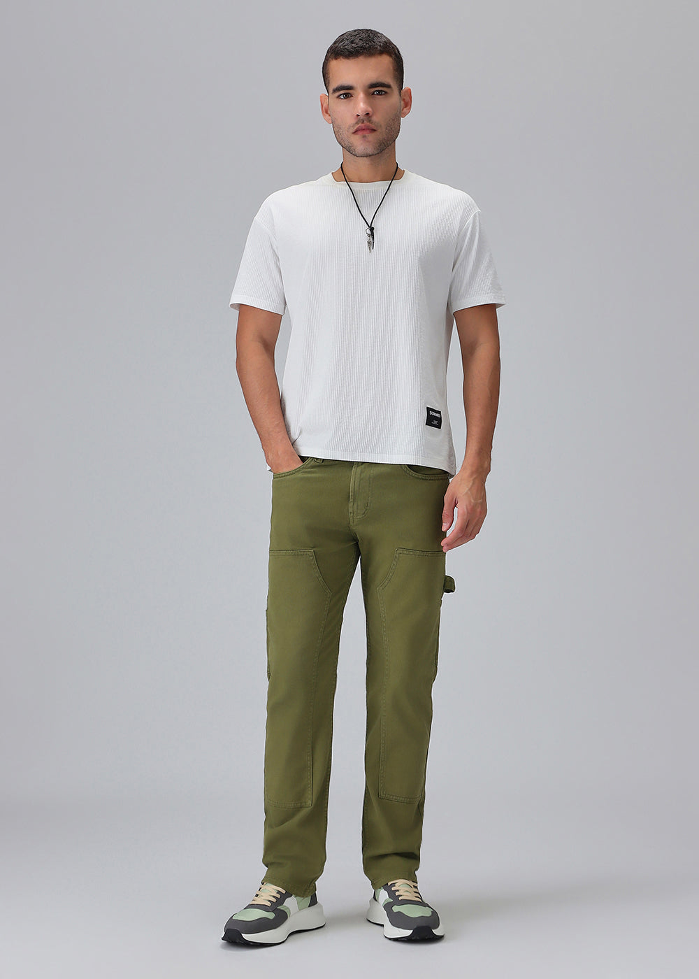 Dark Olive Green Cargo Denim