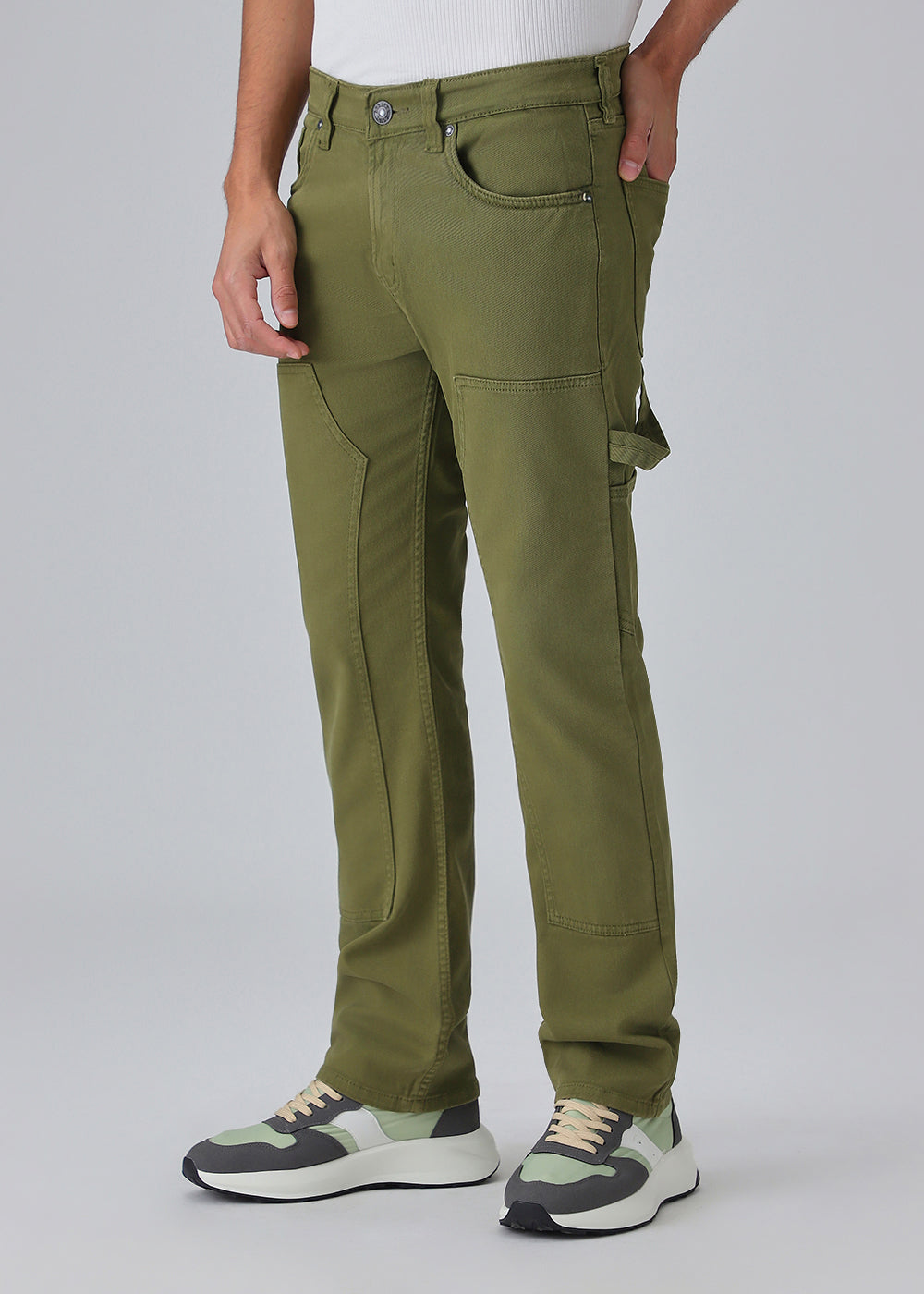 Dark Olive Green Cargo Denim