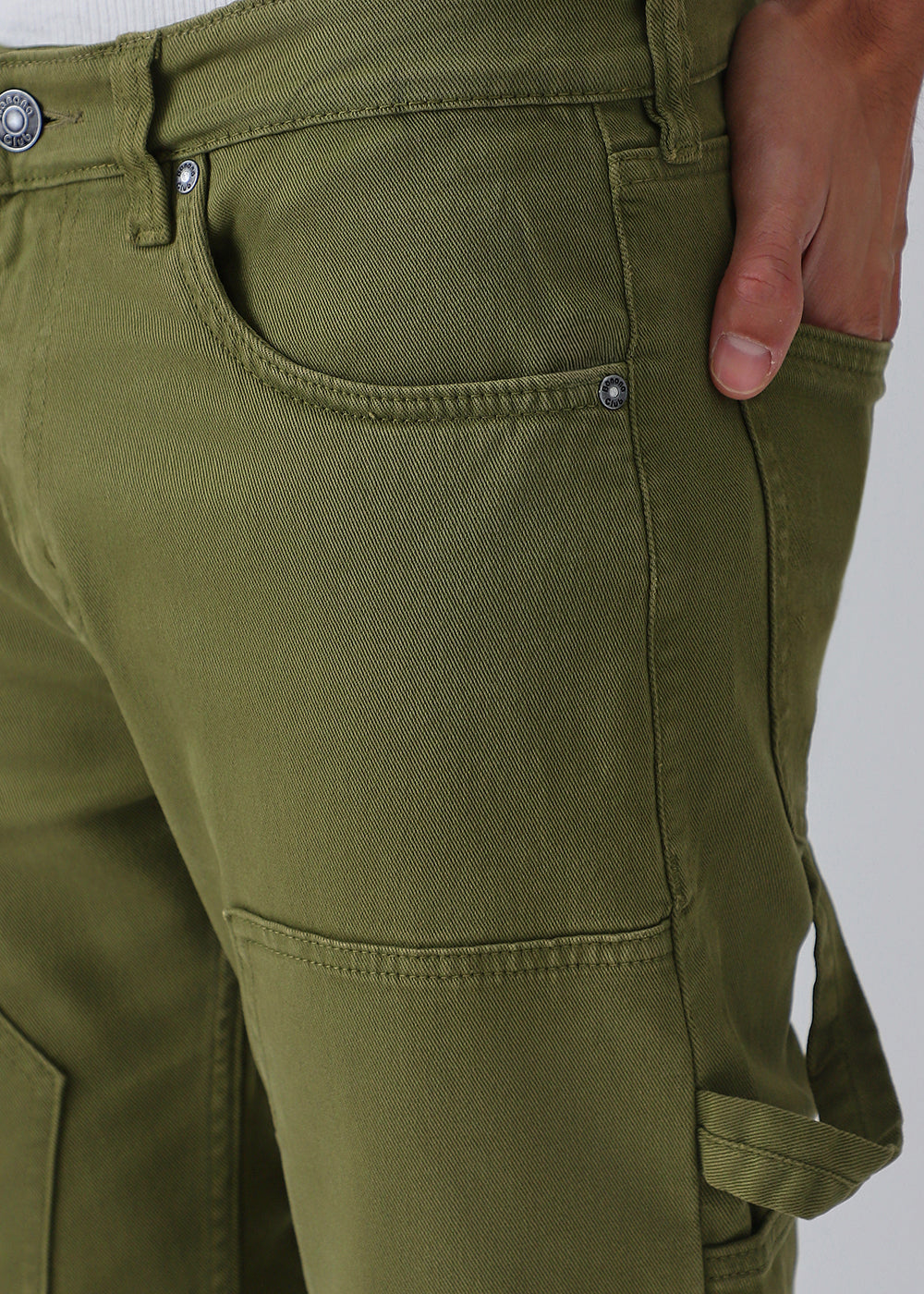 Dark Olive Green Cargo Denim