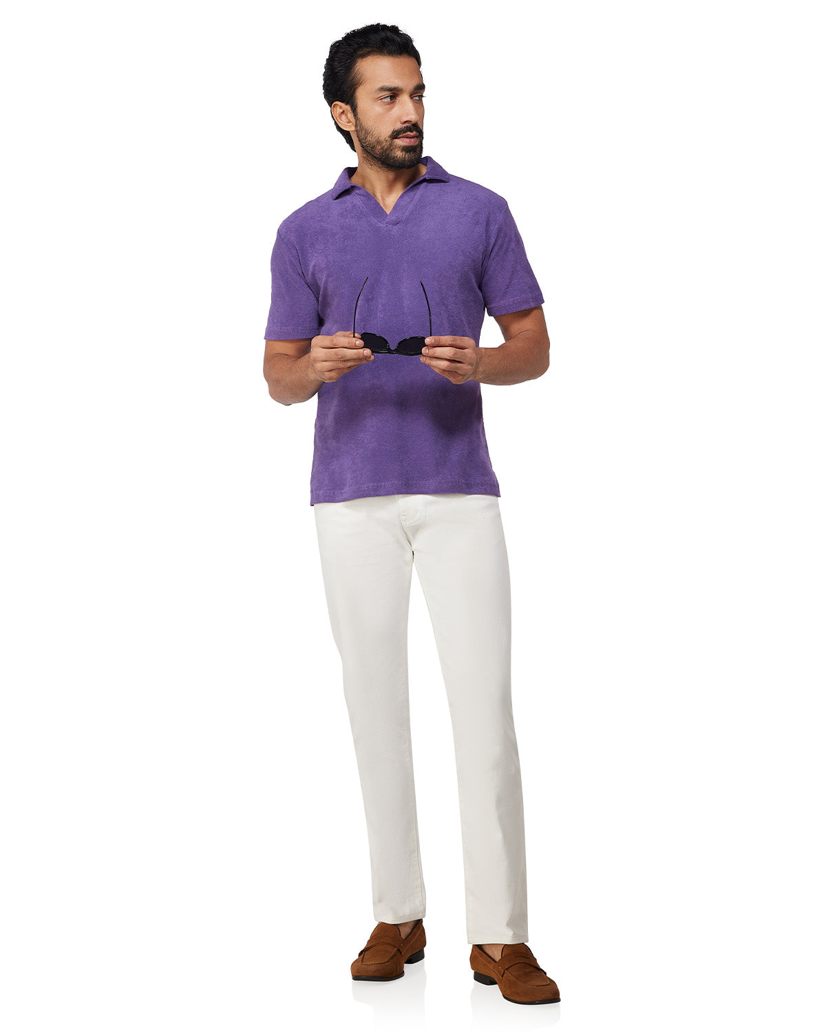 Signature Terry Towel Polo T-Shirt - Purple