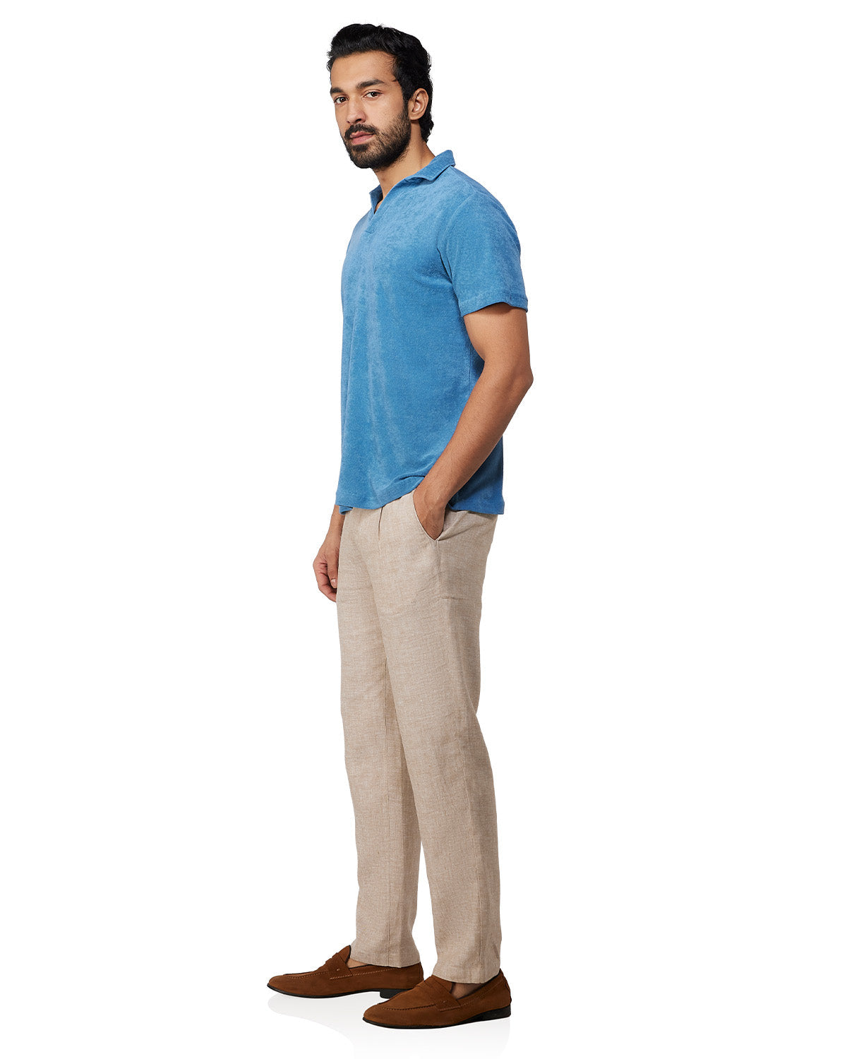 Signature Terry Towel Polo T-Shirt - Blue