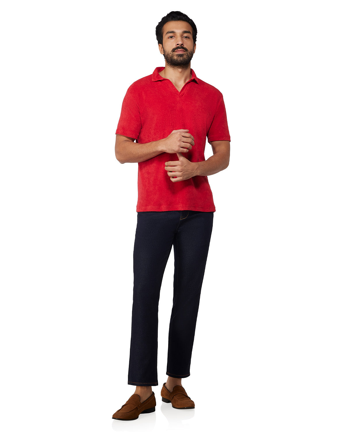 Signature Terry Towel Polo T-Shirt - Red