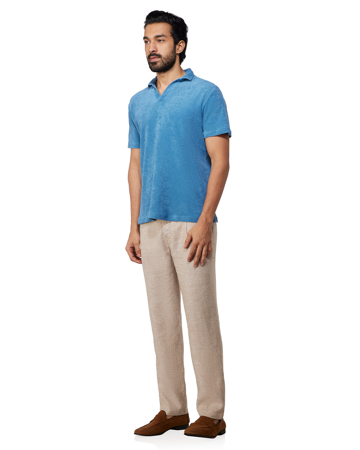 Signature Terry Towel Polo T-Shirt - Blue