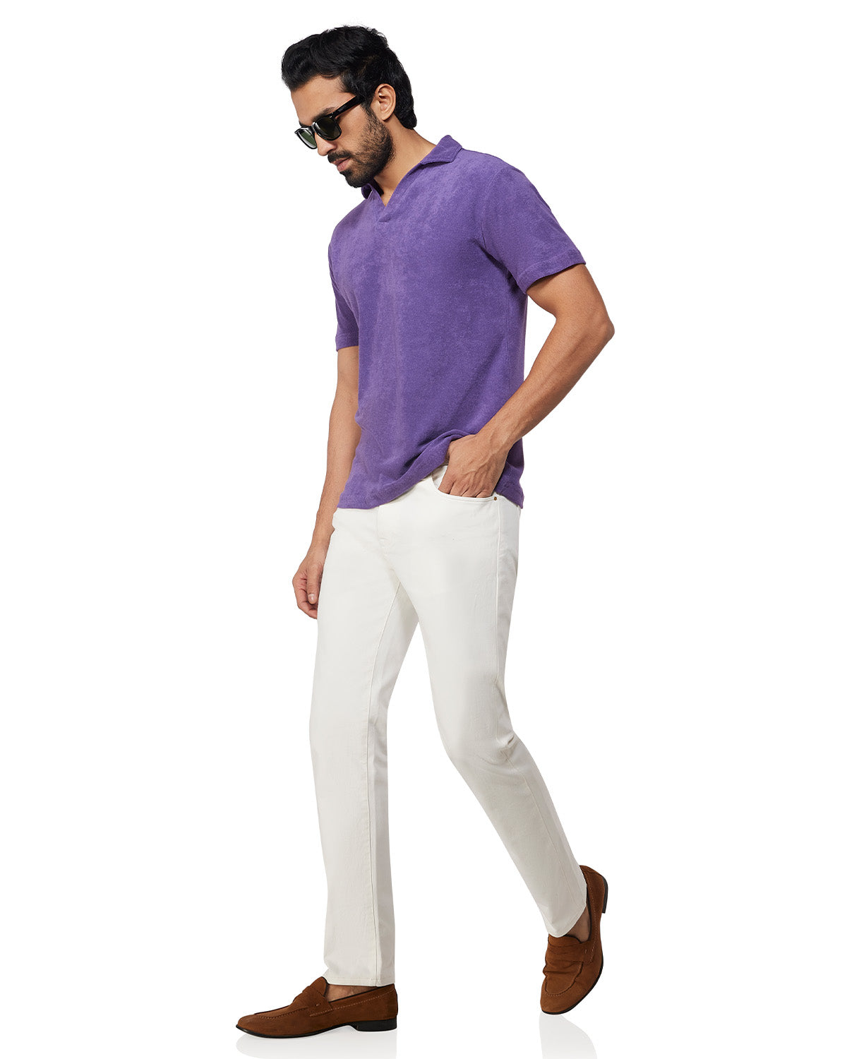 Signature Terry Towel Polo T-Shirt - Purple