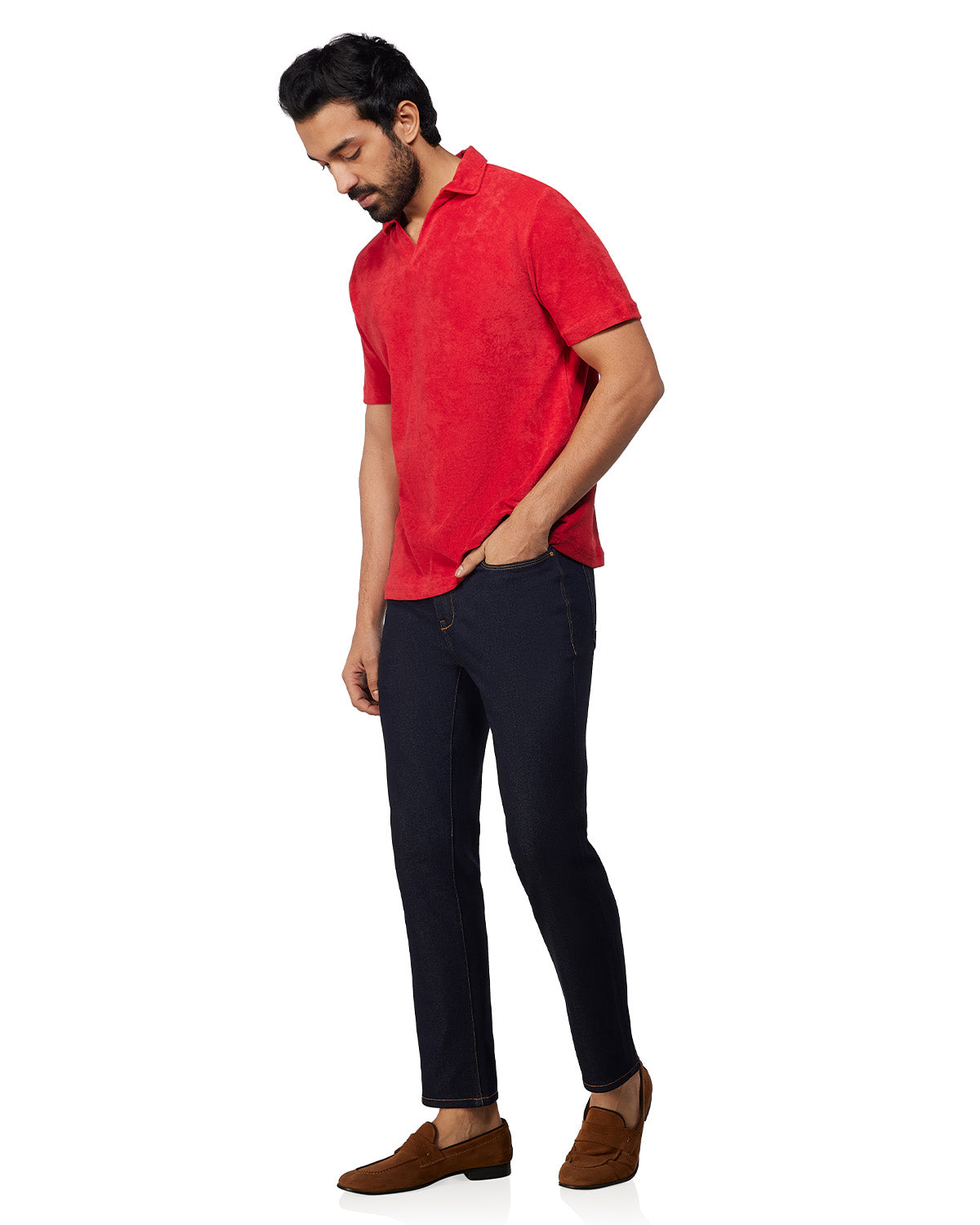 Signature Terry Towel Polo T-Shirt - Red
