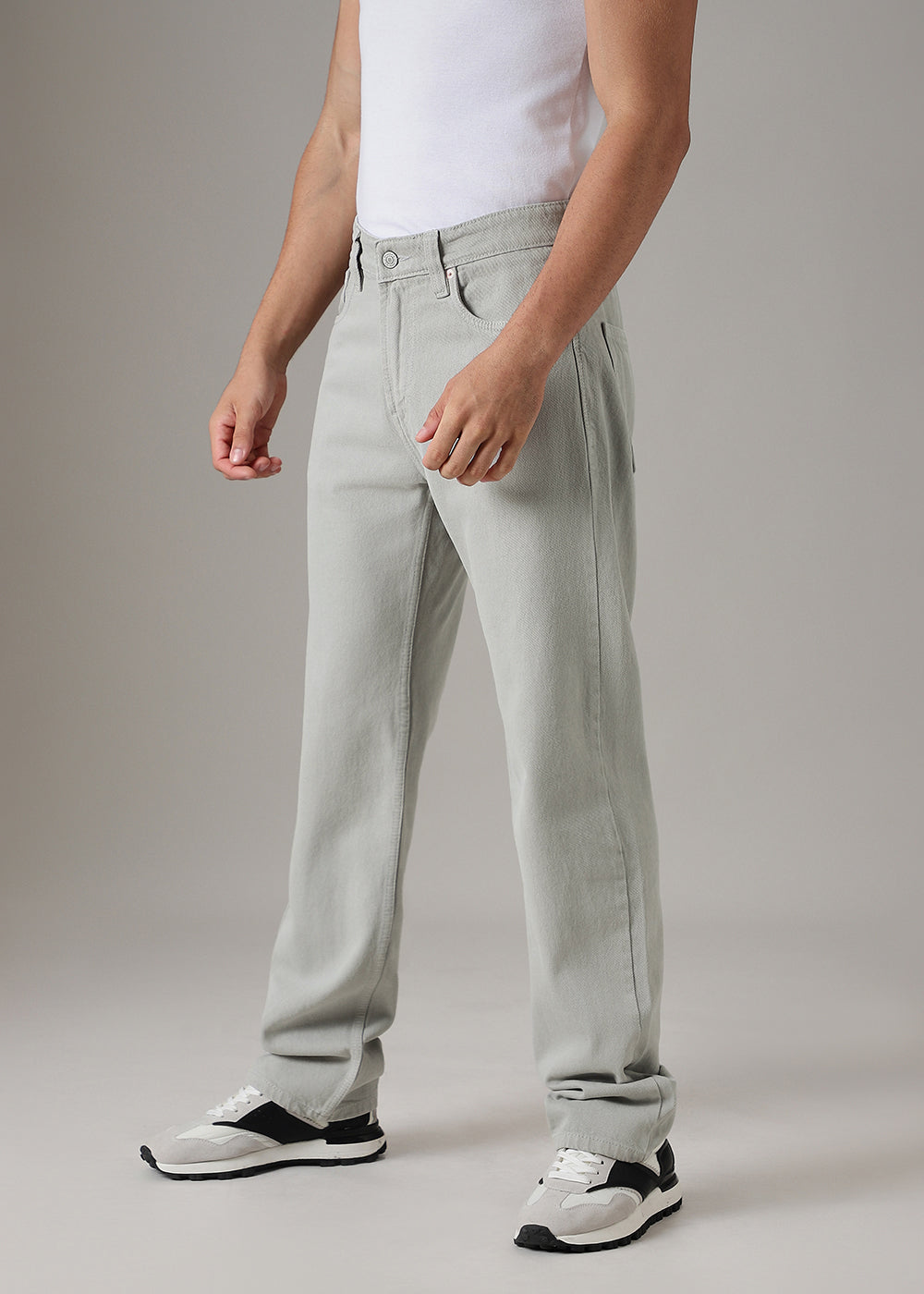 Grey Straight Fit Denim