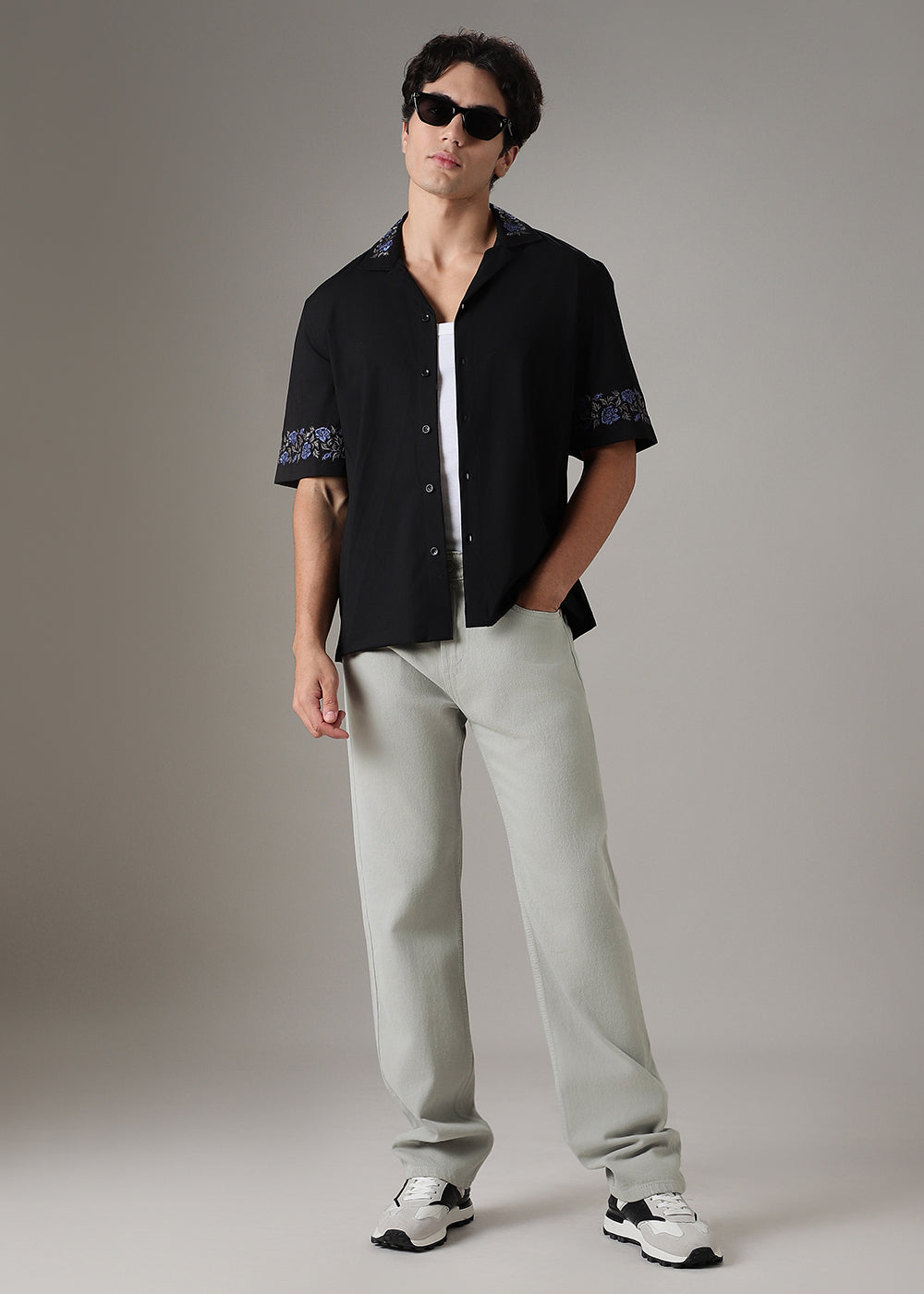 Grey Straight Fit Denim