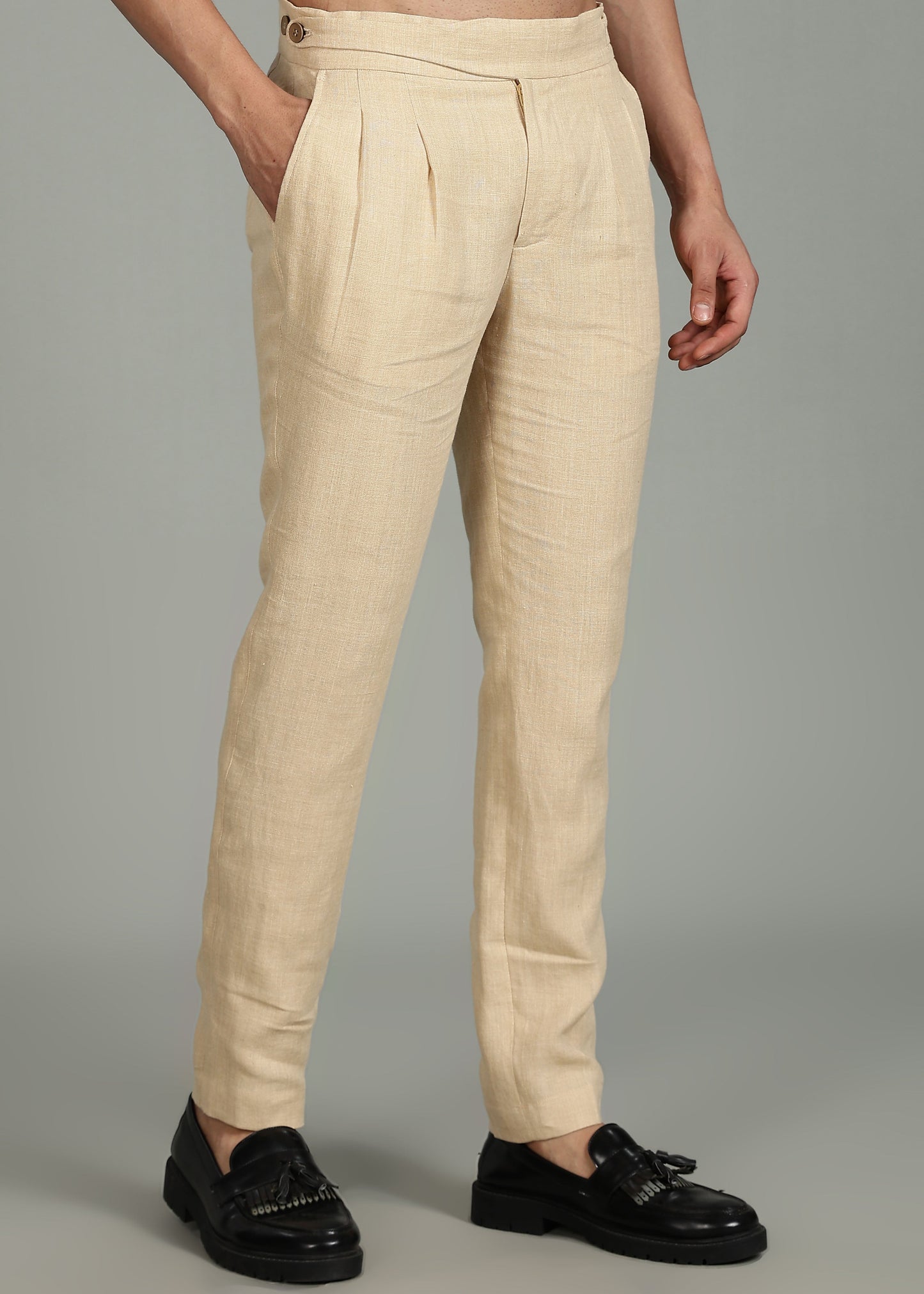 Juan - Pure Linen Italian Inspired Formal Trousers – Cappuccino Beige