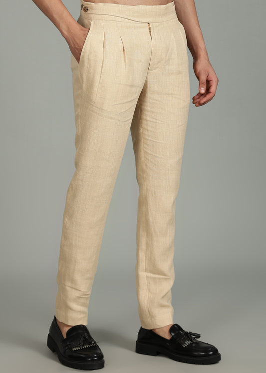 Juan - Pure Linen Italian Inspired Formal Trousers – Cappuccino Beige
