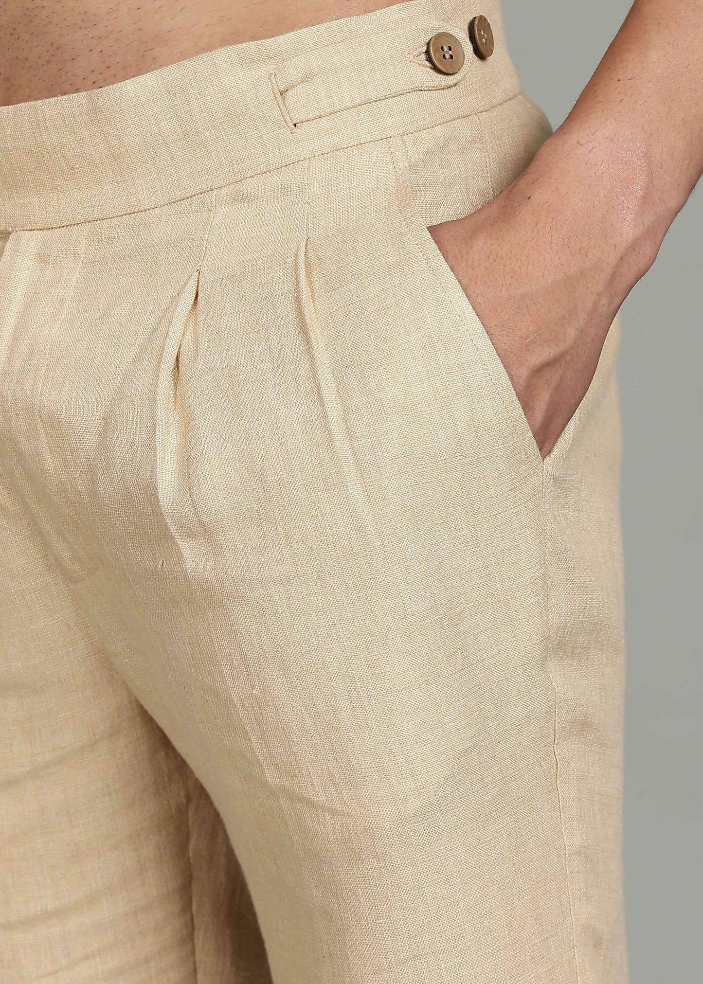 Juan - Pure Linen Italian Inspired Formal Trousers – Cappuccino Beige
