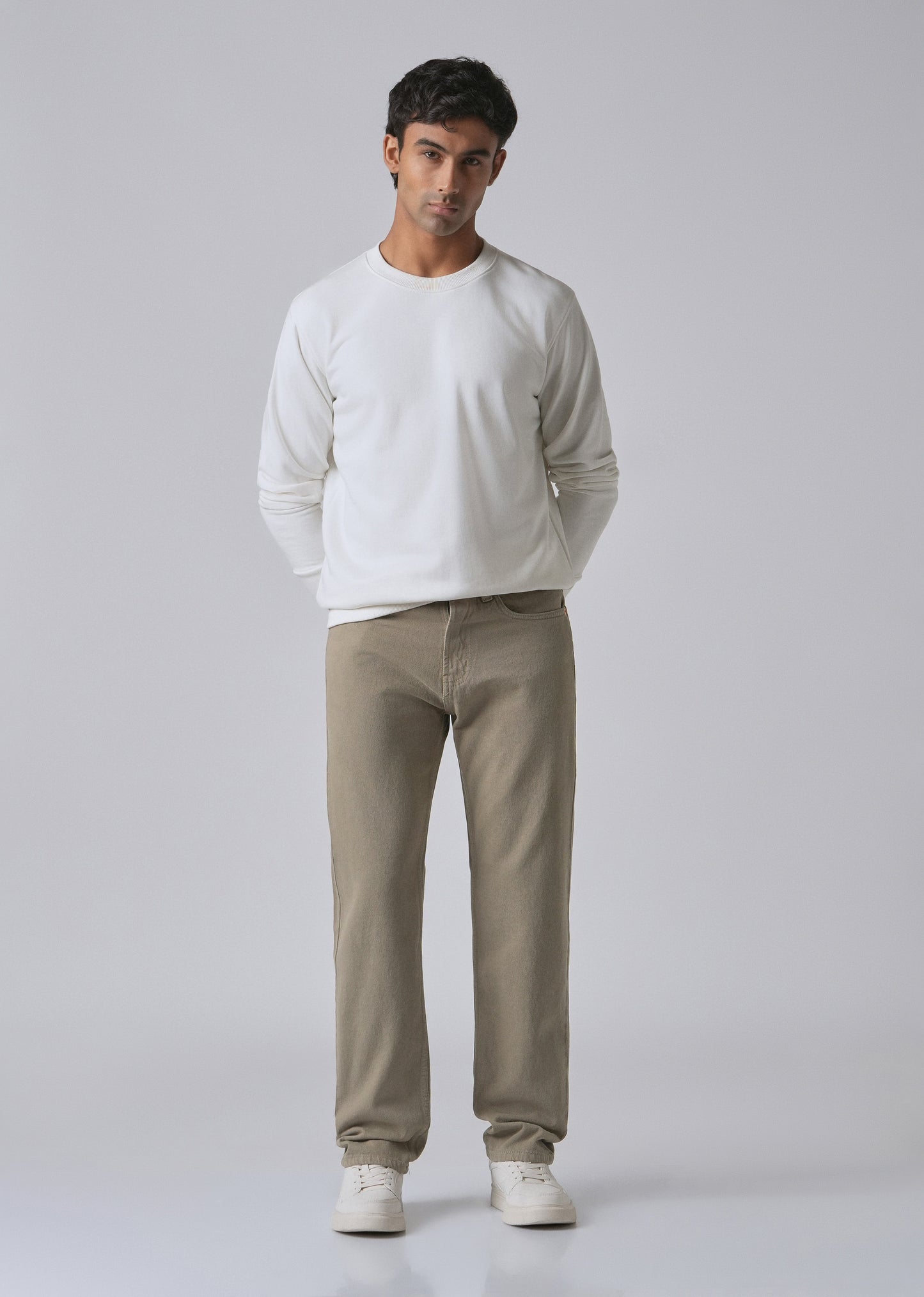 Khaki Green Straight Fit Denim