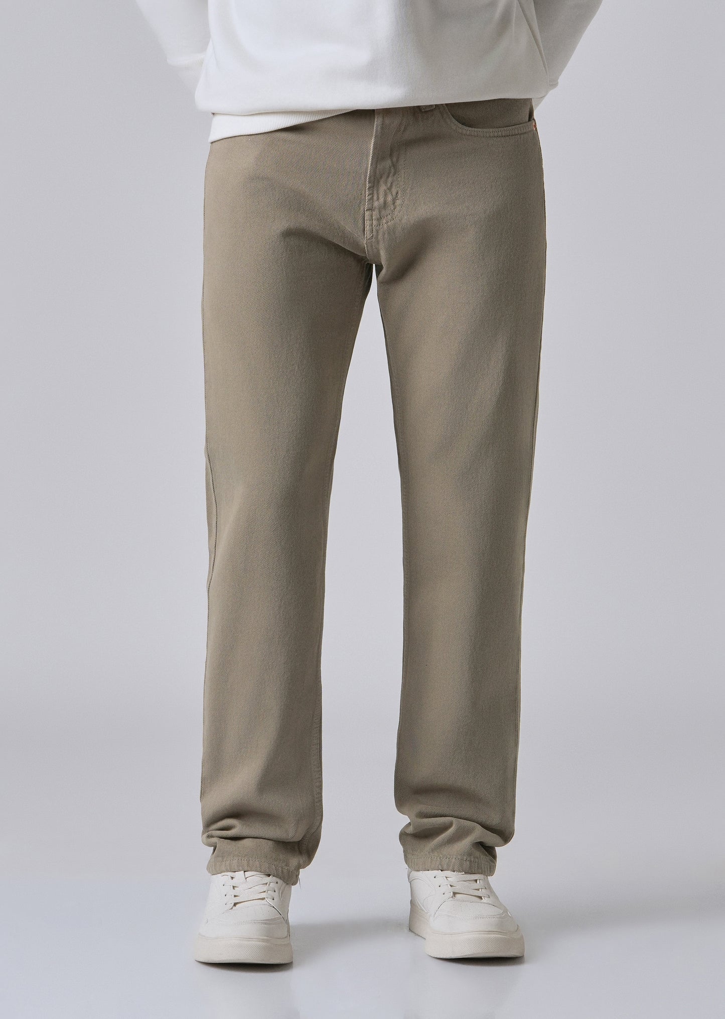 Khaki Green Straight Fit Denim