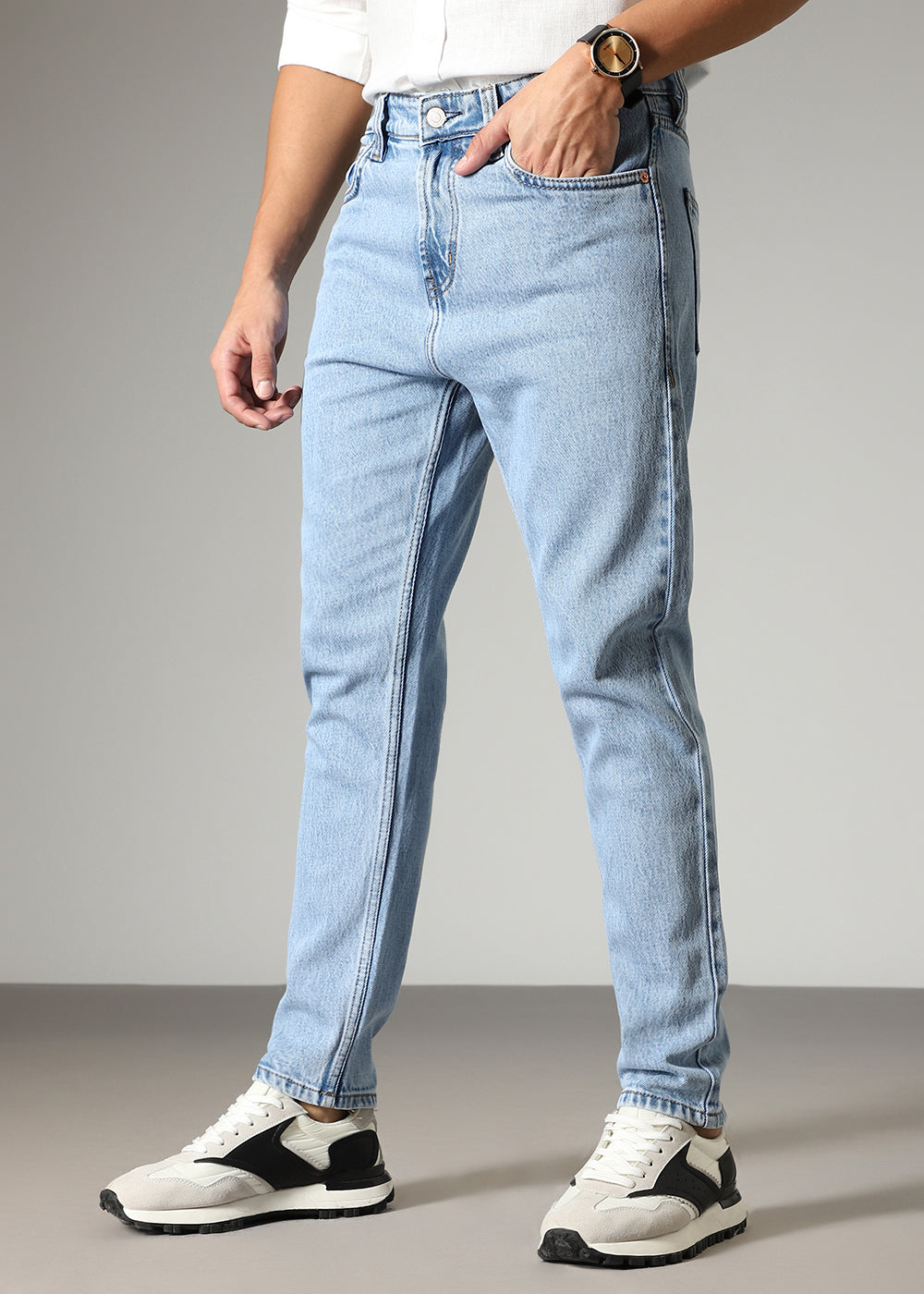 Mid Light Blue Straight Fit Denim