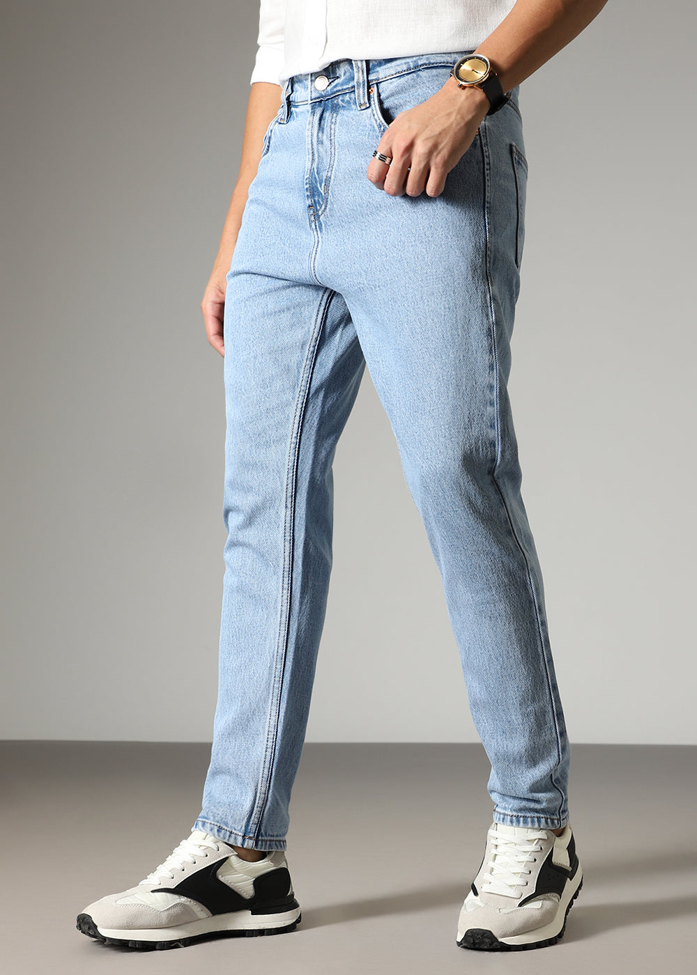 Mid Light Blue Straight Fit Denim