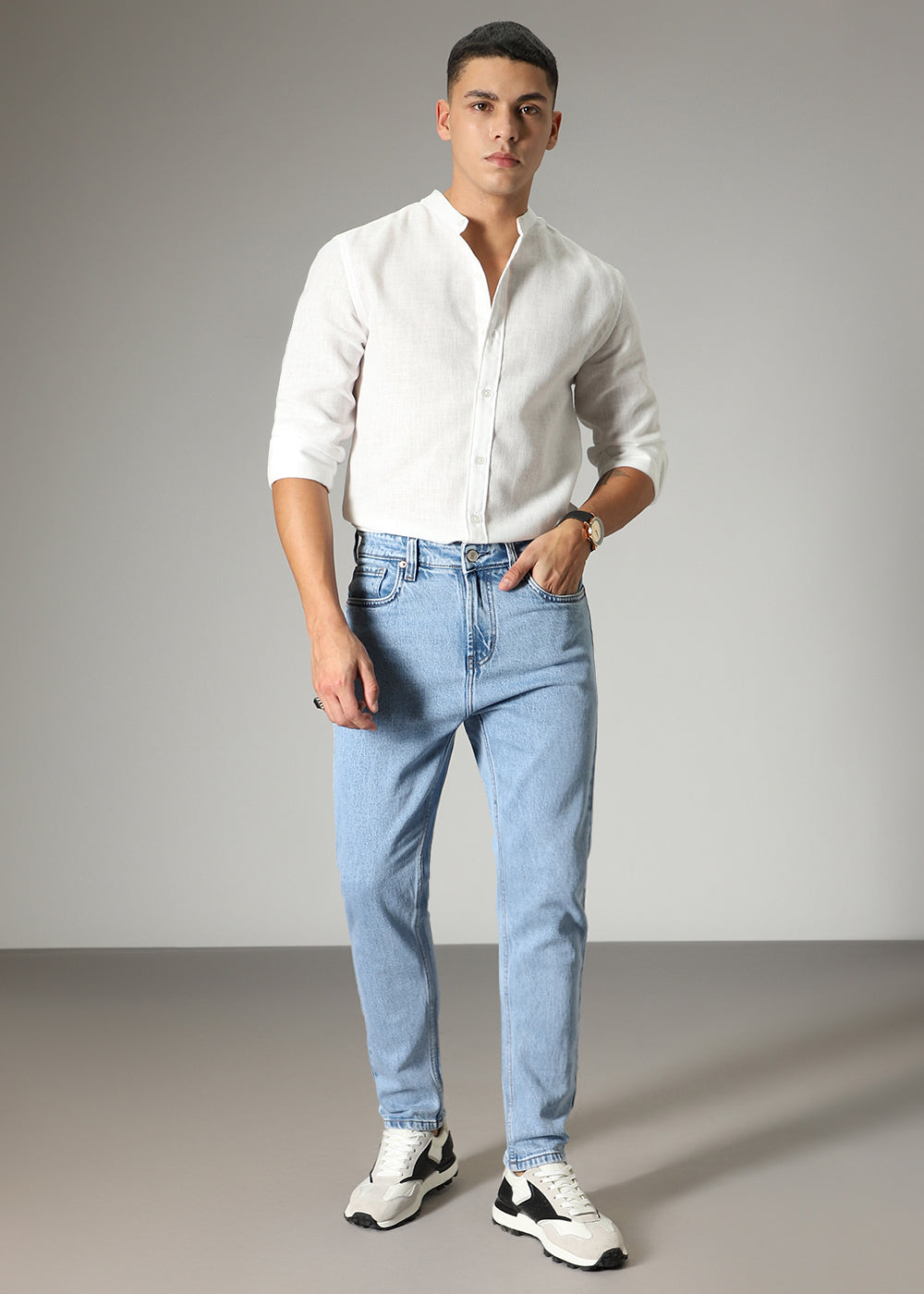 Mid Light Blue Straight Fit Denim