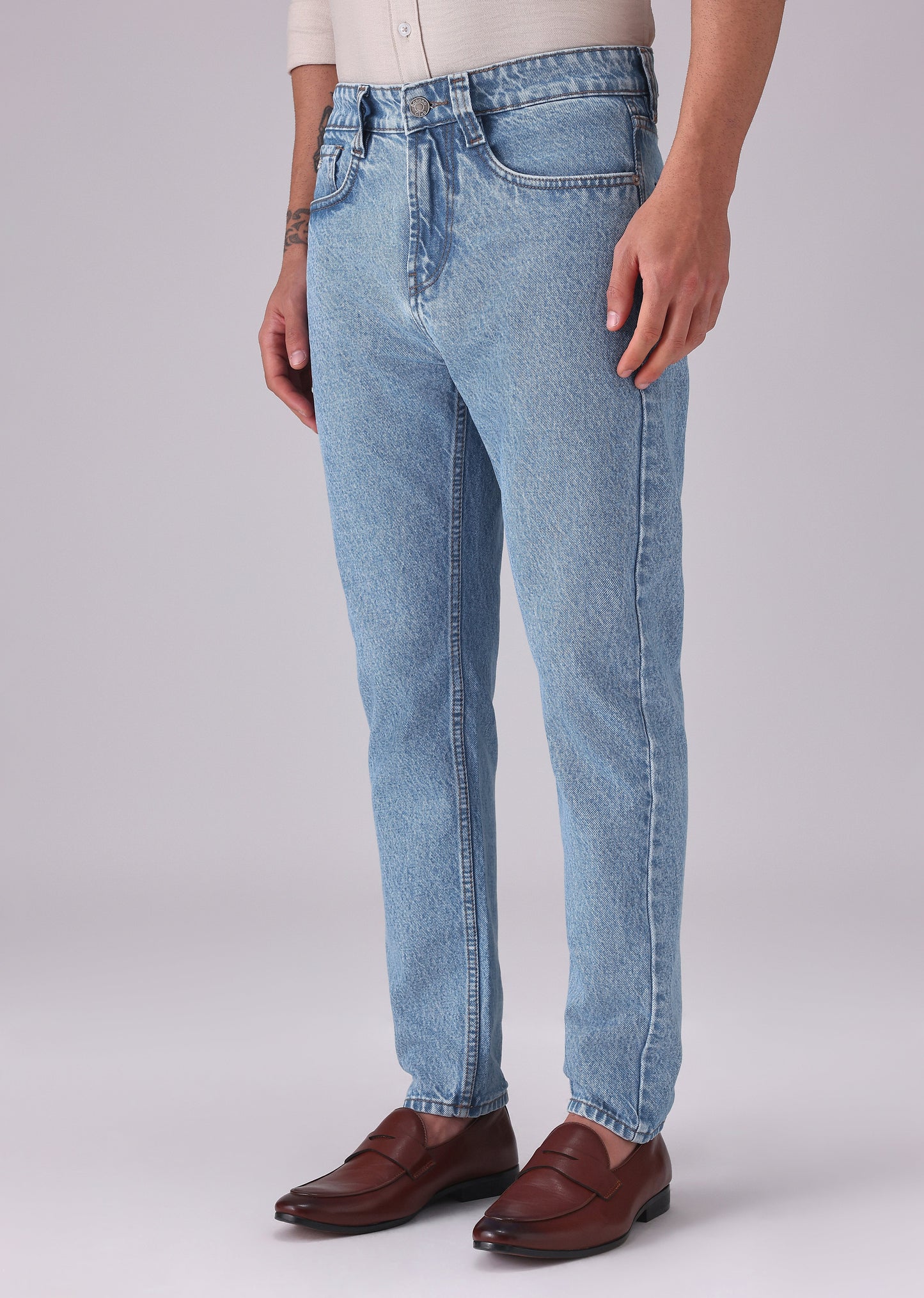 Light Blue Wash Carrot Fit Jeans