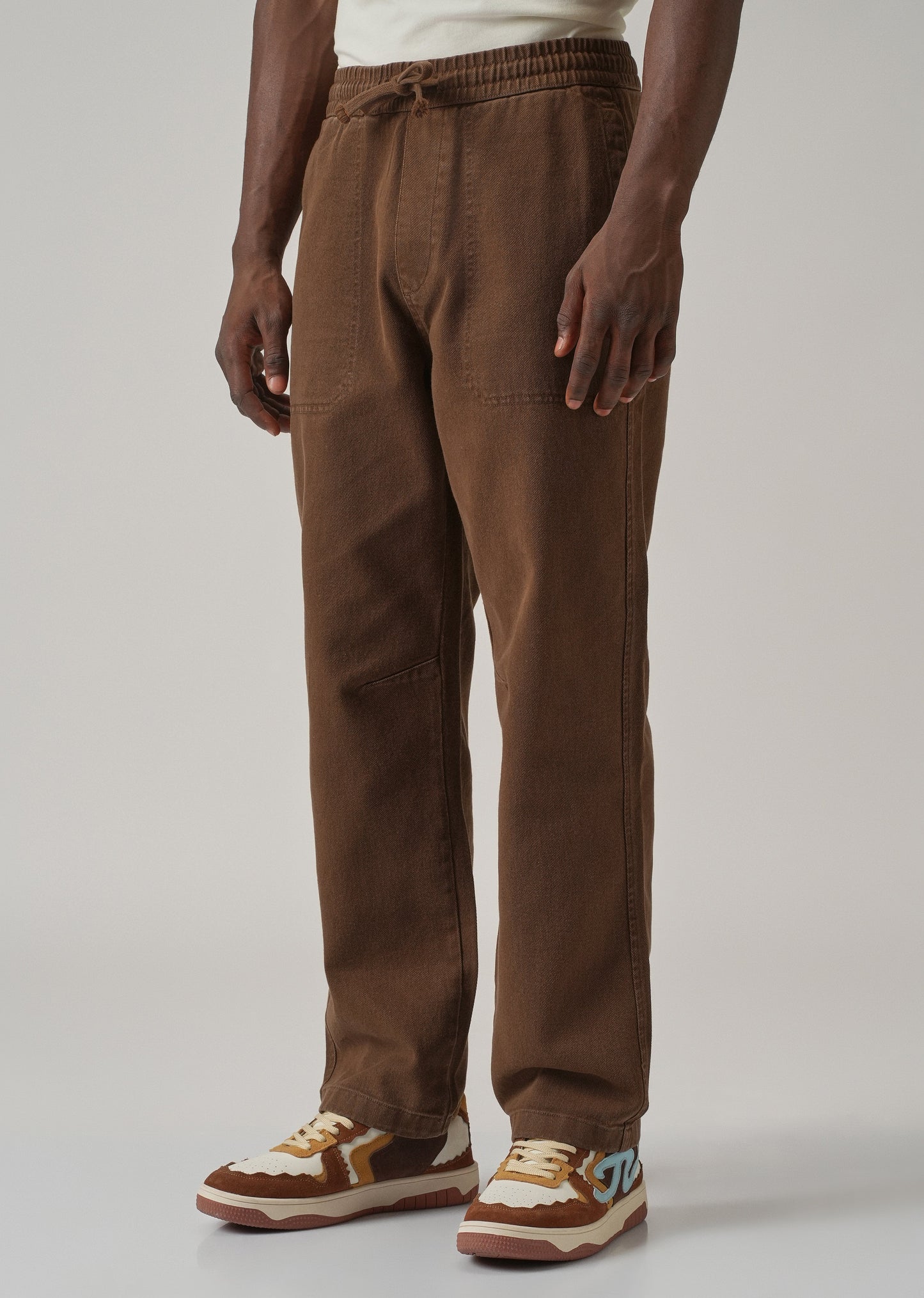 Light Brown Drawstring Drill Denim