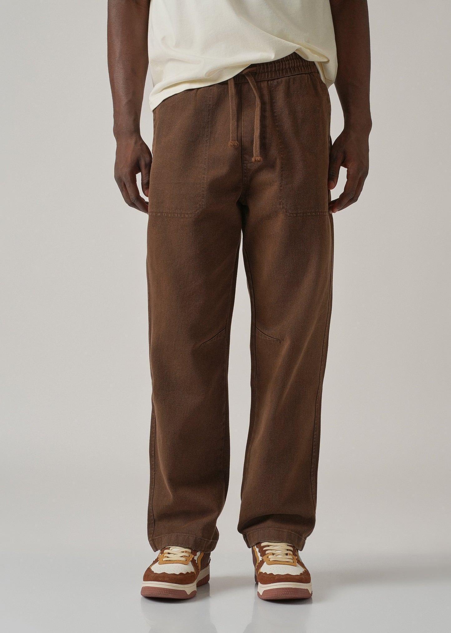 Light Brown Drawstring Drill Denim