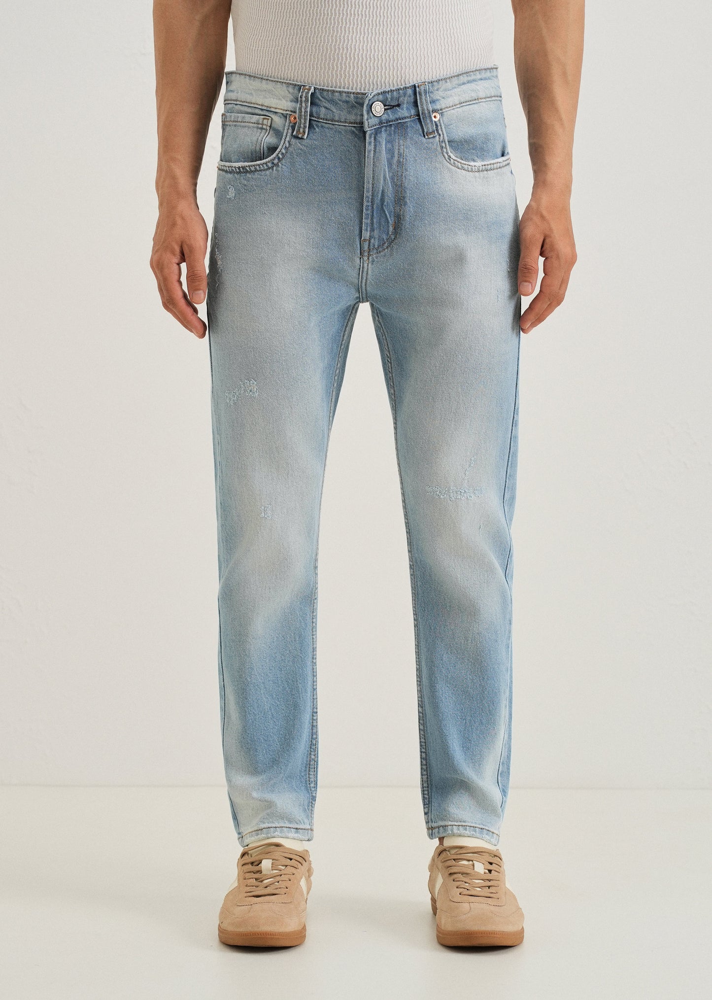 Ribbed Stone Blue Slim fit Jeans