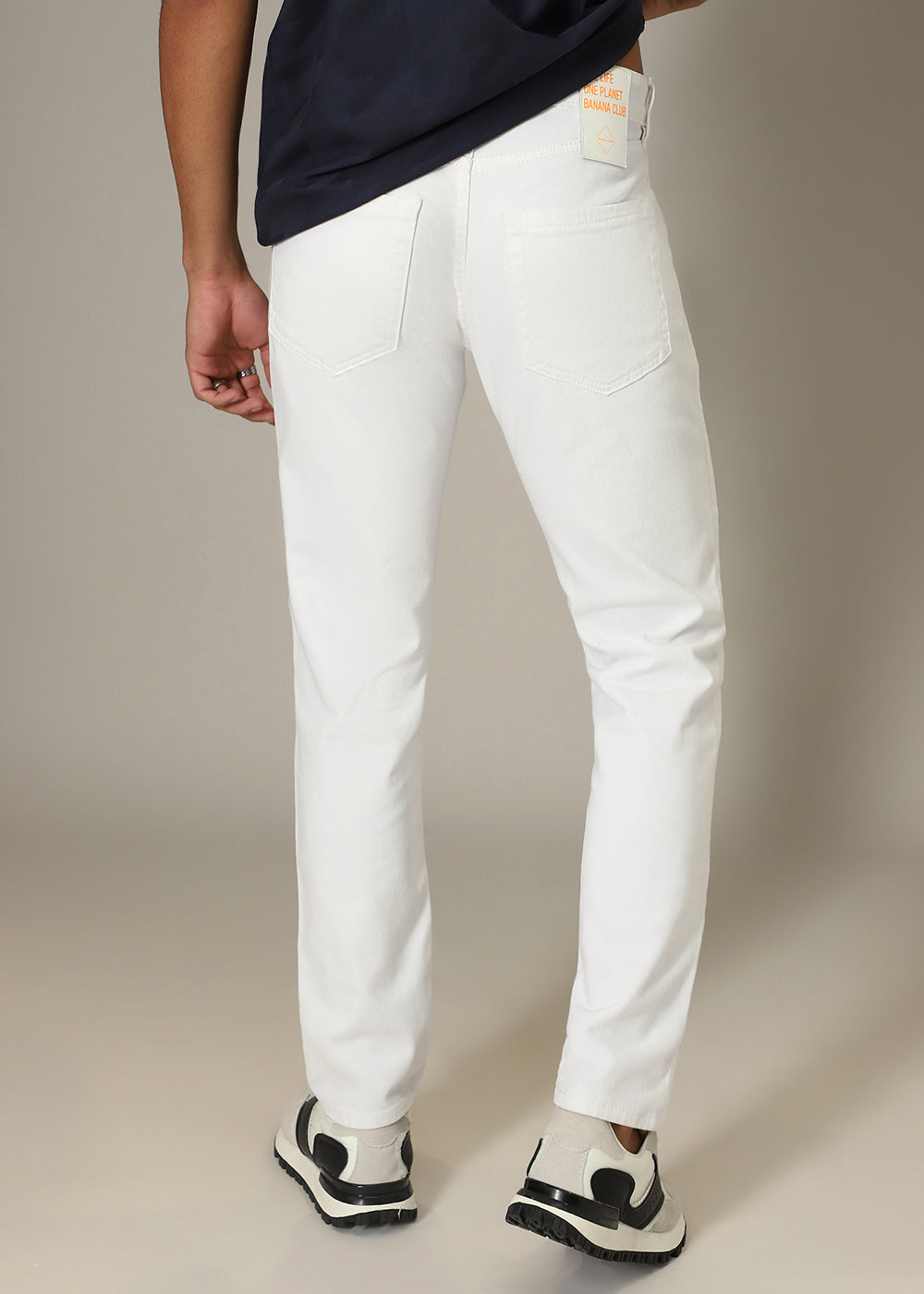 Ribbed White Slim fit Jeans