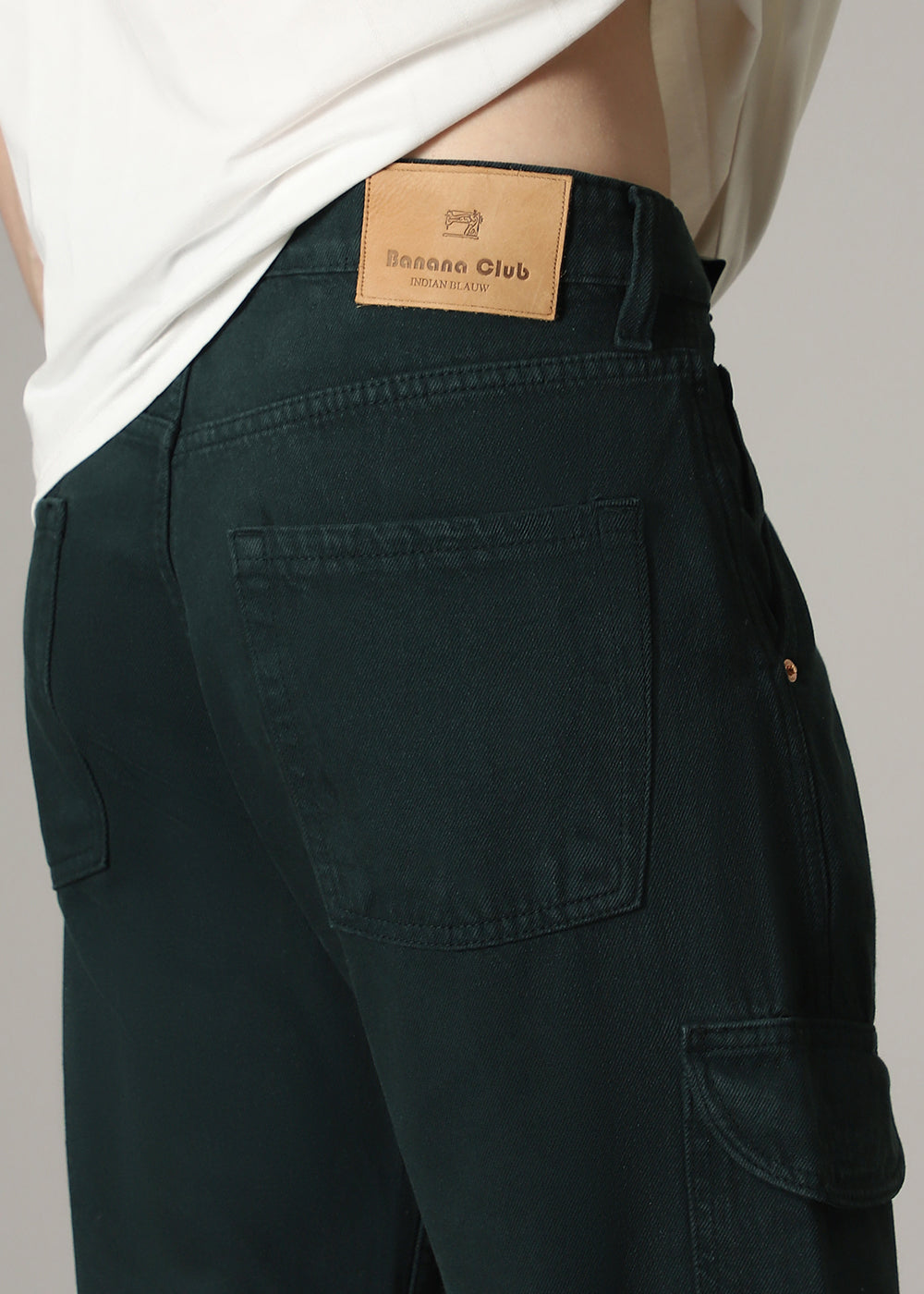 Turquoise Double Pocket Cargo Denim