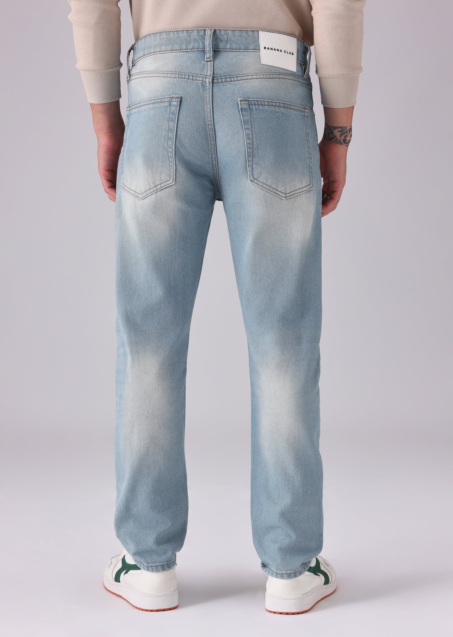 Wash Blue Ribbed Carrot Fit Jeans