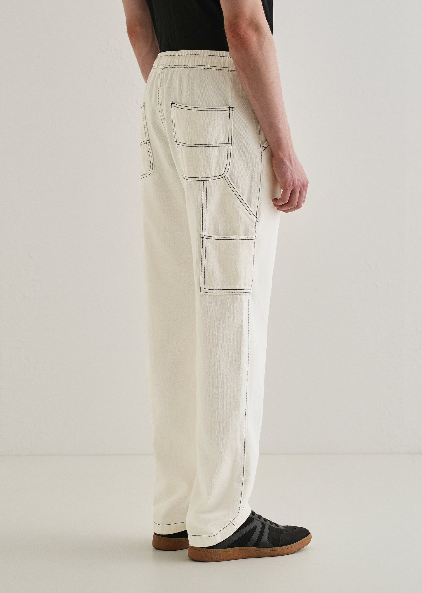 White Baggy Fit Carpenter Denim