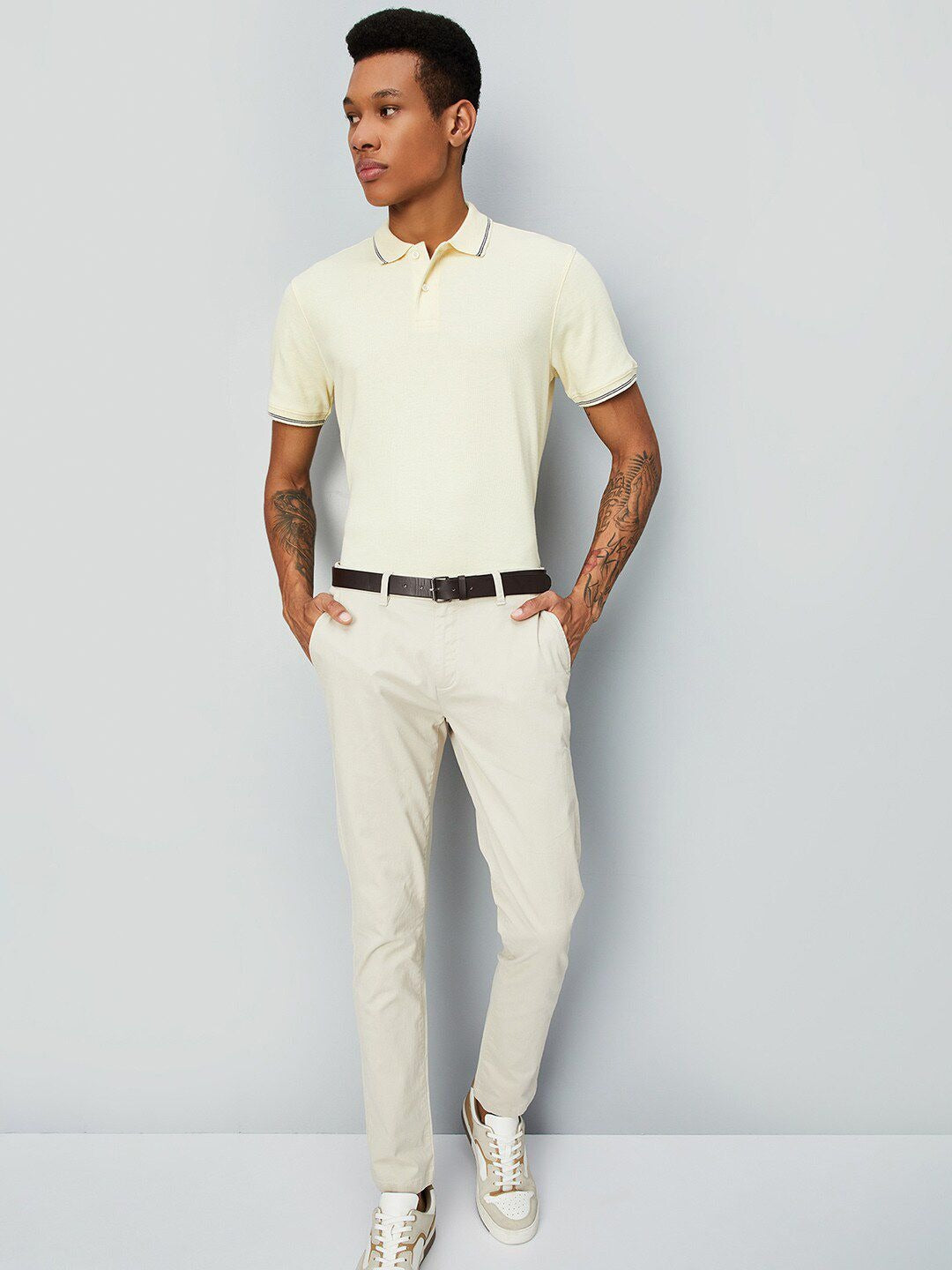 Men's Off-White Polo T-Shirt – Timeless Comfort & Style