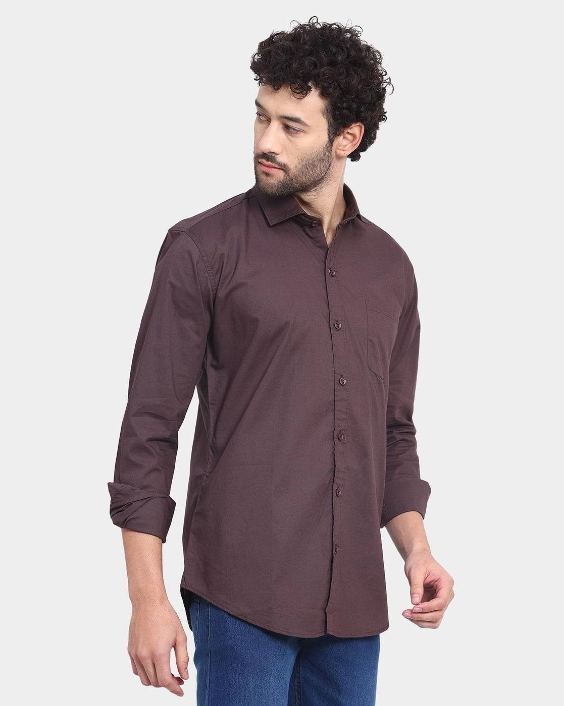 Men Regular Fit Shirt with Patch Pocket