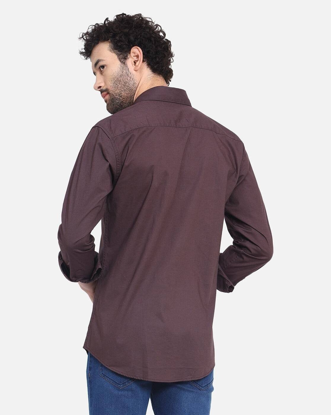 Men Regular Fit Shirt with Patch Pocket