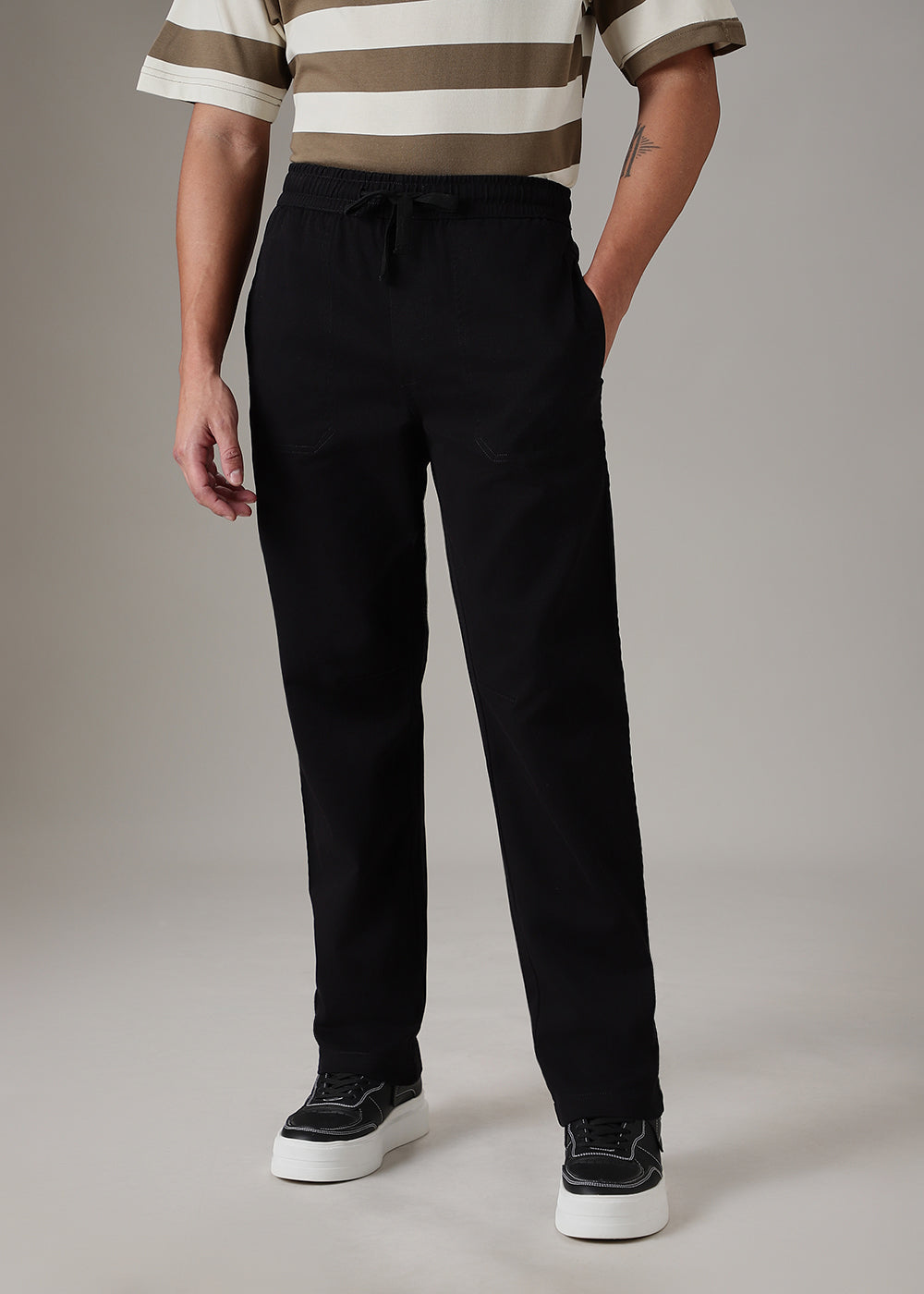 Black Drawstring Denim