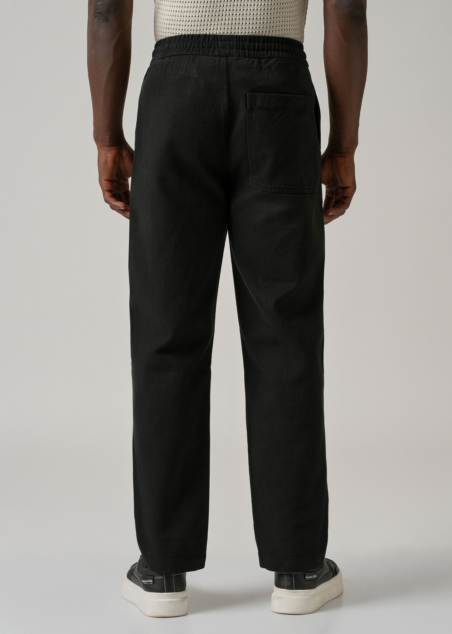 Black Drawstring Drill Denim