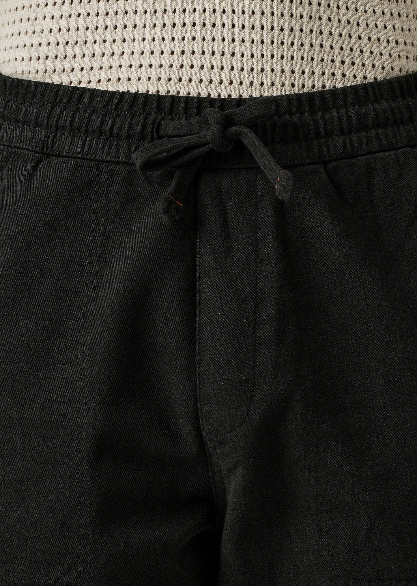 Black Drawstring Drill Denim