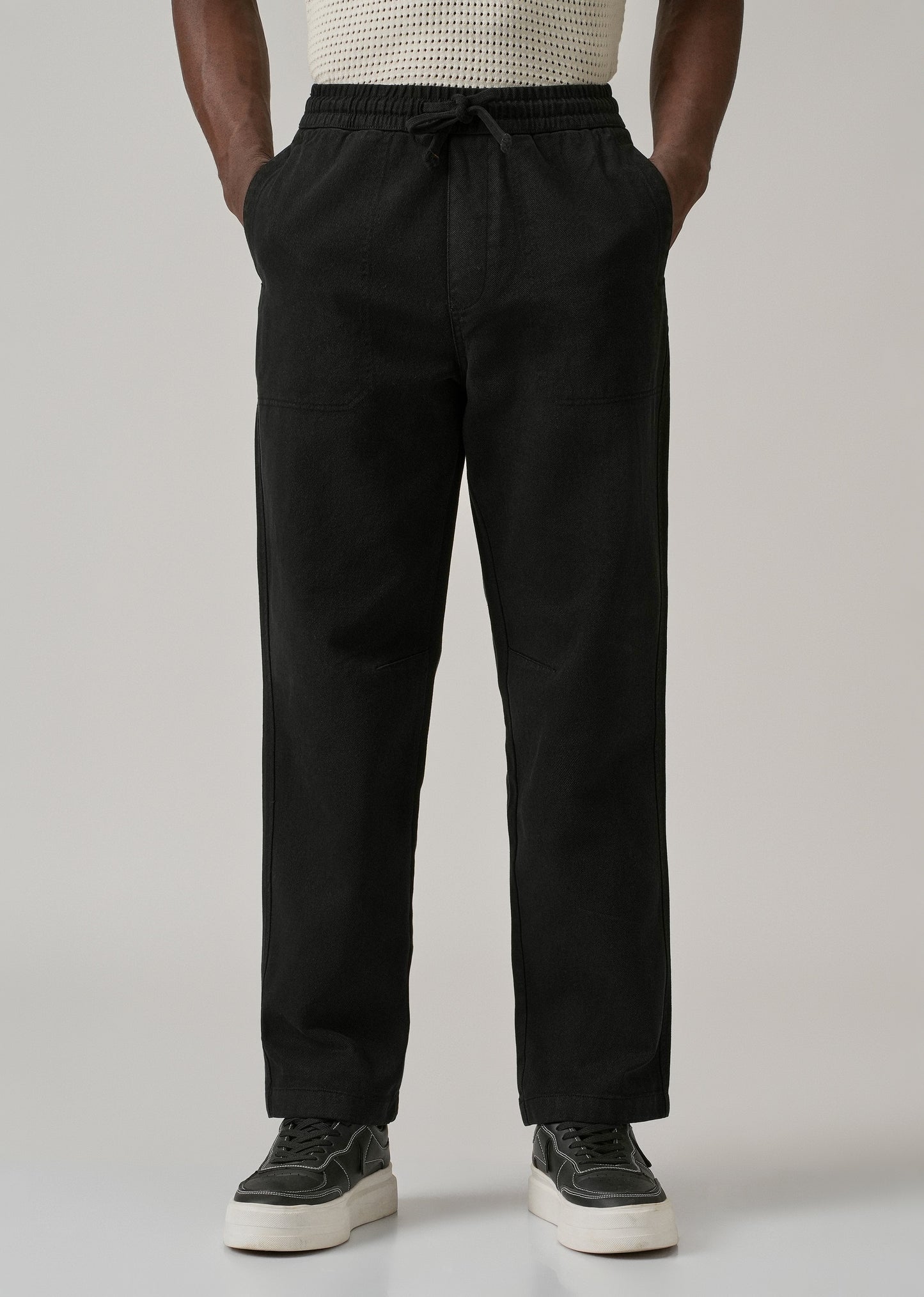 Black Drawstring Drill Denim