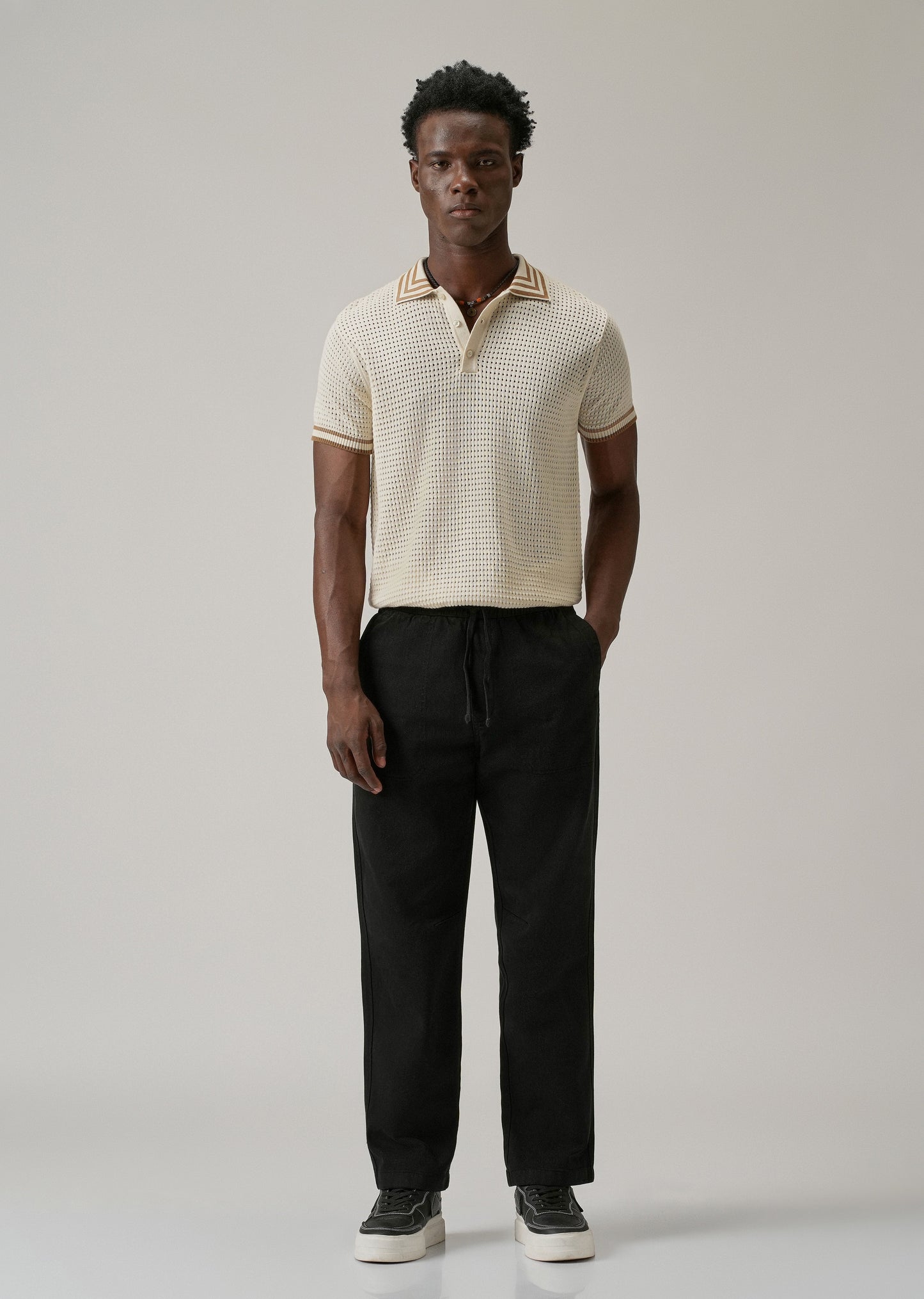 Black Drawstring Drill Denim