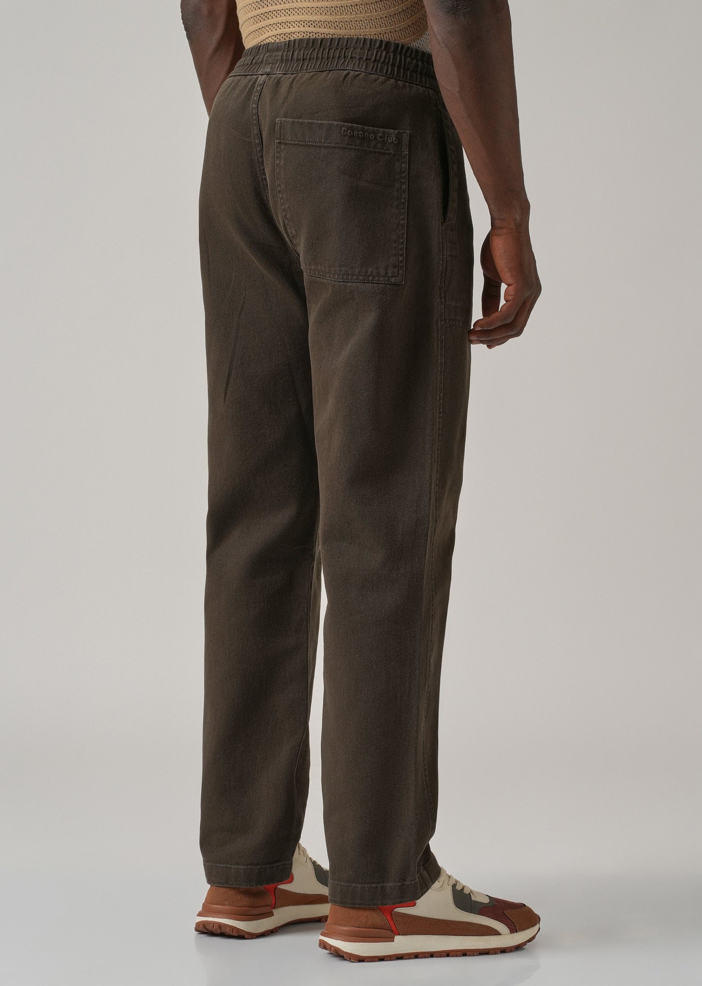 Brown Drawstring Drill Denim