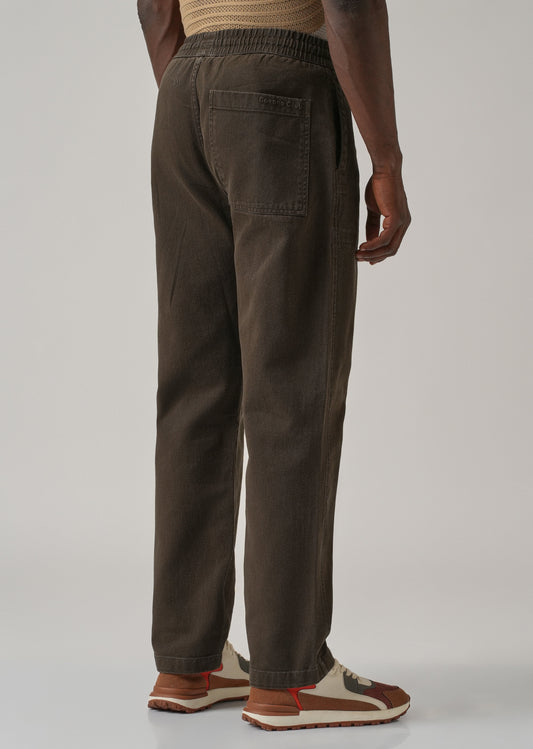 Brown Drawstring Drill Denim