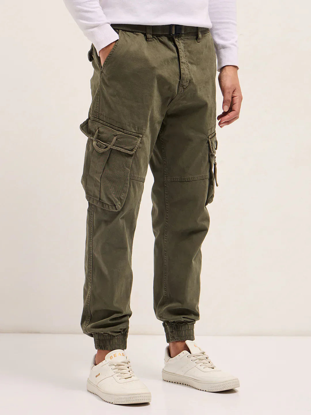 Classic Fit Olive Cargo Pants with Multi-Functional Pockets