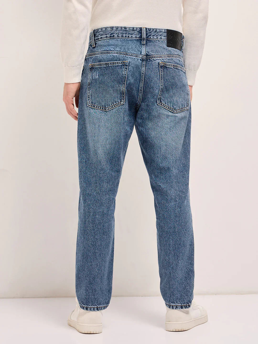 Fade Distressed Mid-Rise Relaxed Fit Jeans